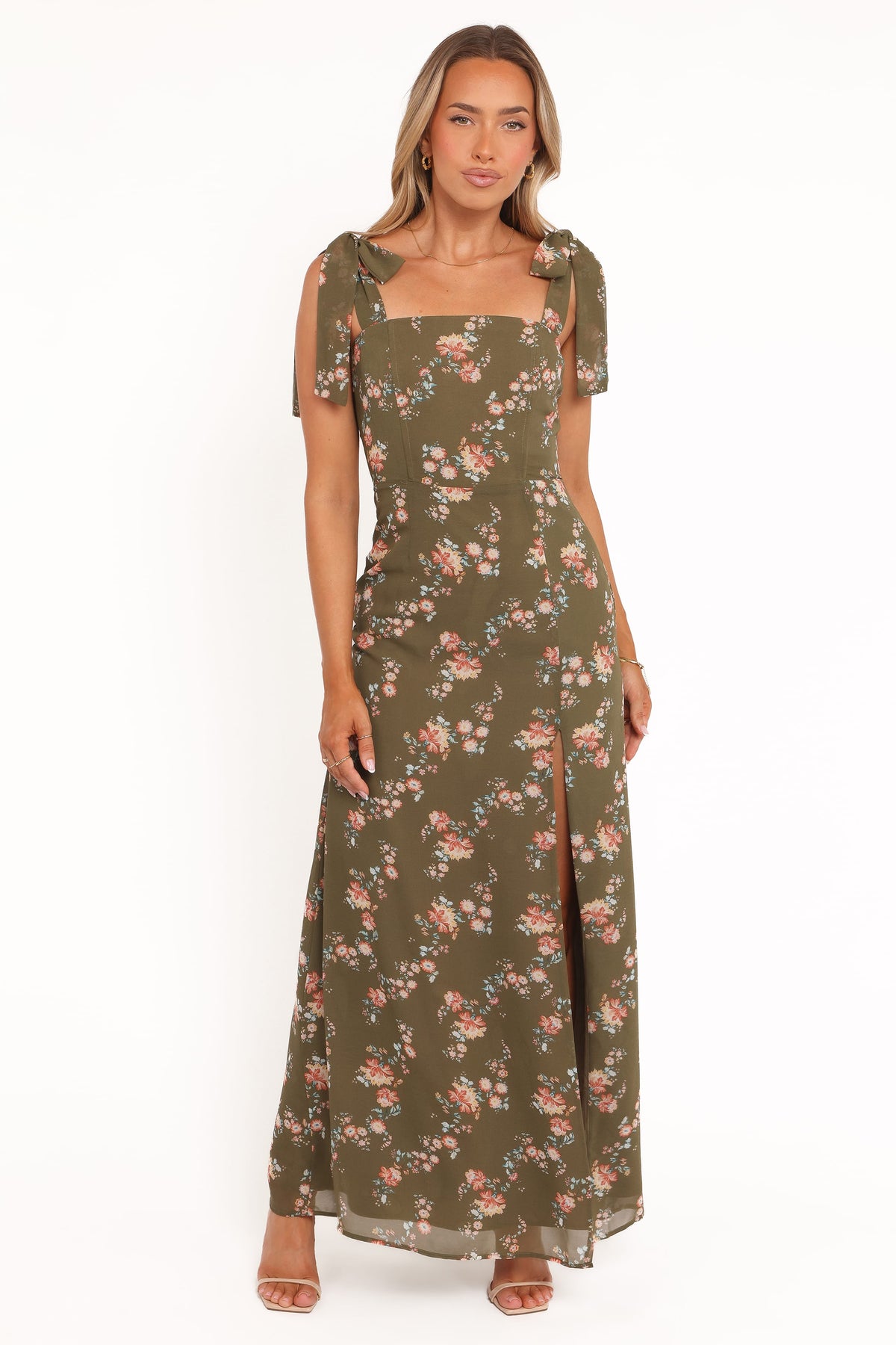 Renita Maxi Dress in Olive Floral – view 2 of 8