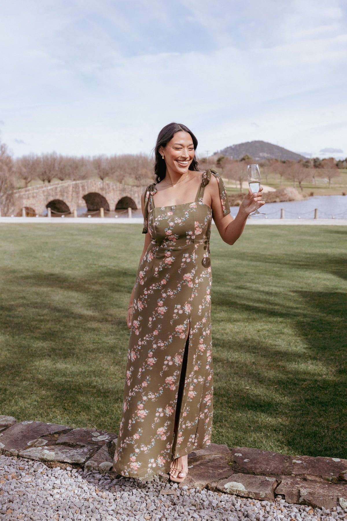 Renita Maxi Dress in Olive Floral – view 1 of 8