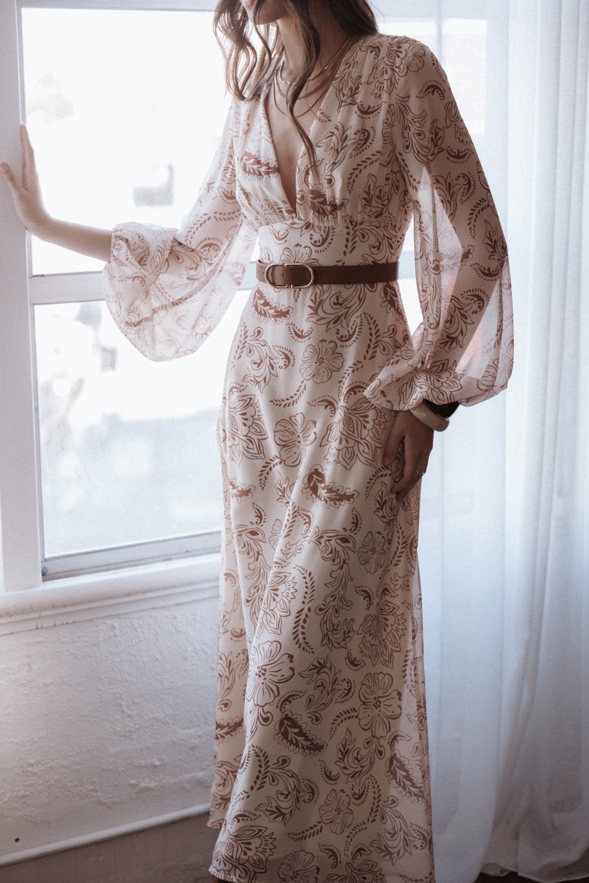 Riba Midi Dress in Brown Paisley – view 1 of 8