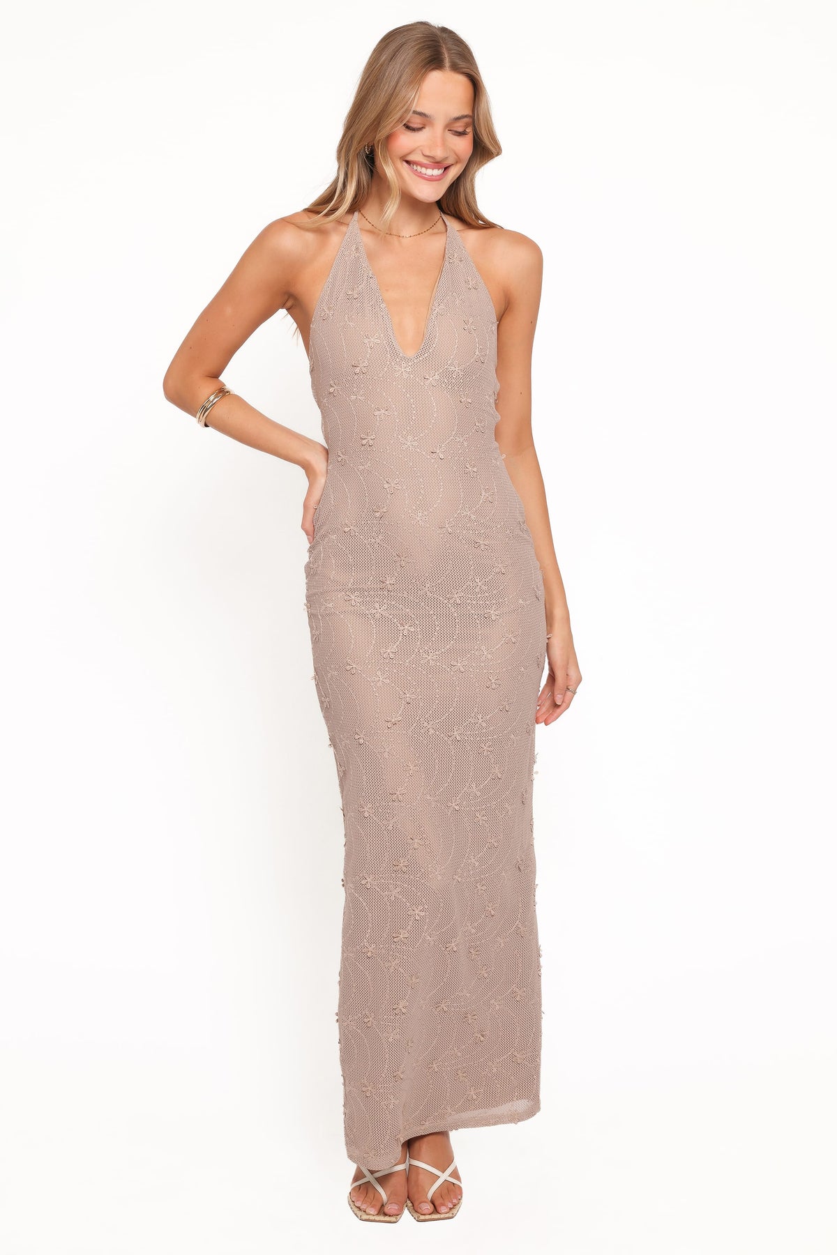 Riley Halter Maxi Dress in Taupe – view 1 of 6