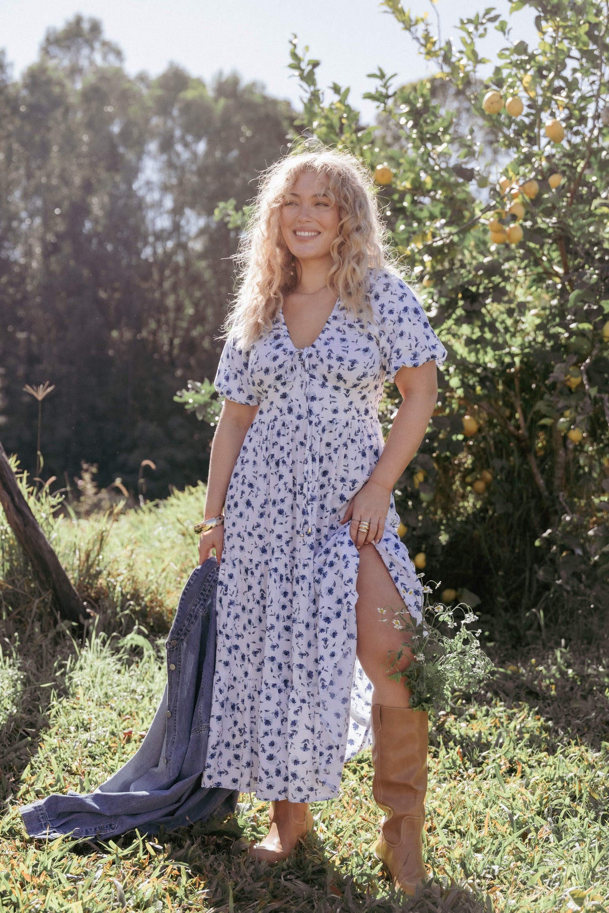 Roberts Maxi Dress in Blue Ditsy Floral – view 1 of 8