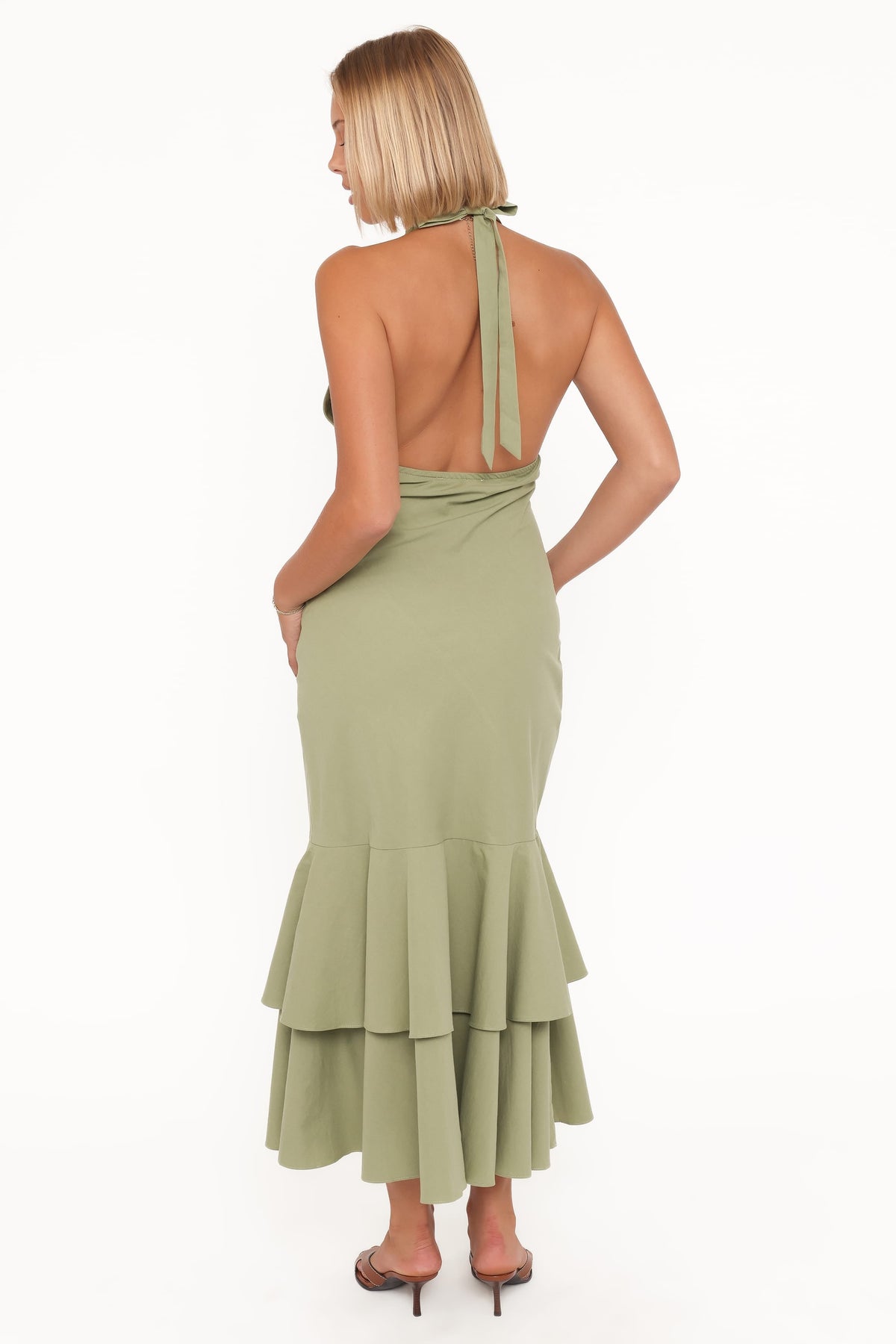 Robyn Halterneck Maxi Dress in Olive Green – view 2 of 6