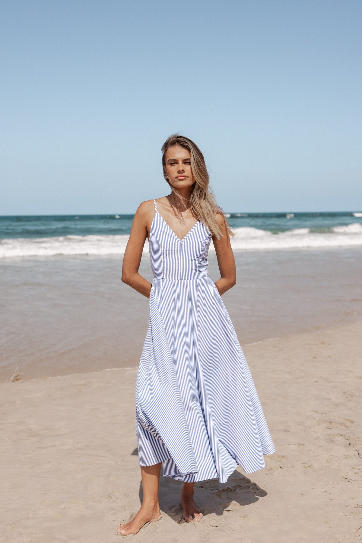 Romilly Strappy Maxi Dress in Light Blue – view 1 of 8