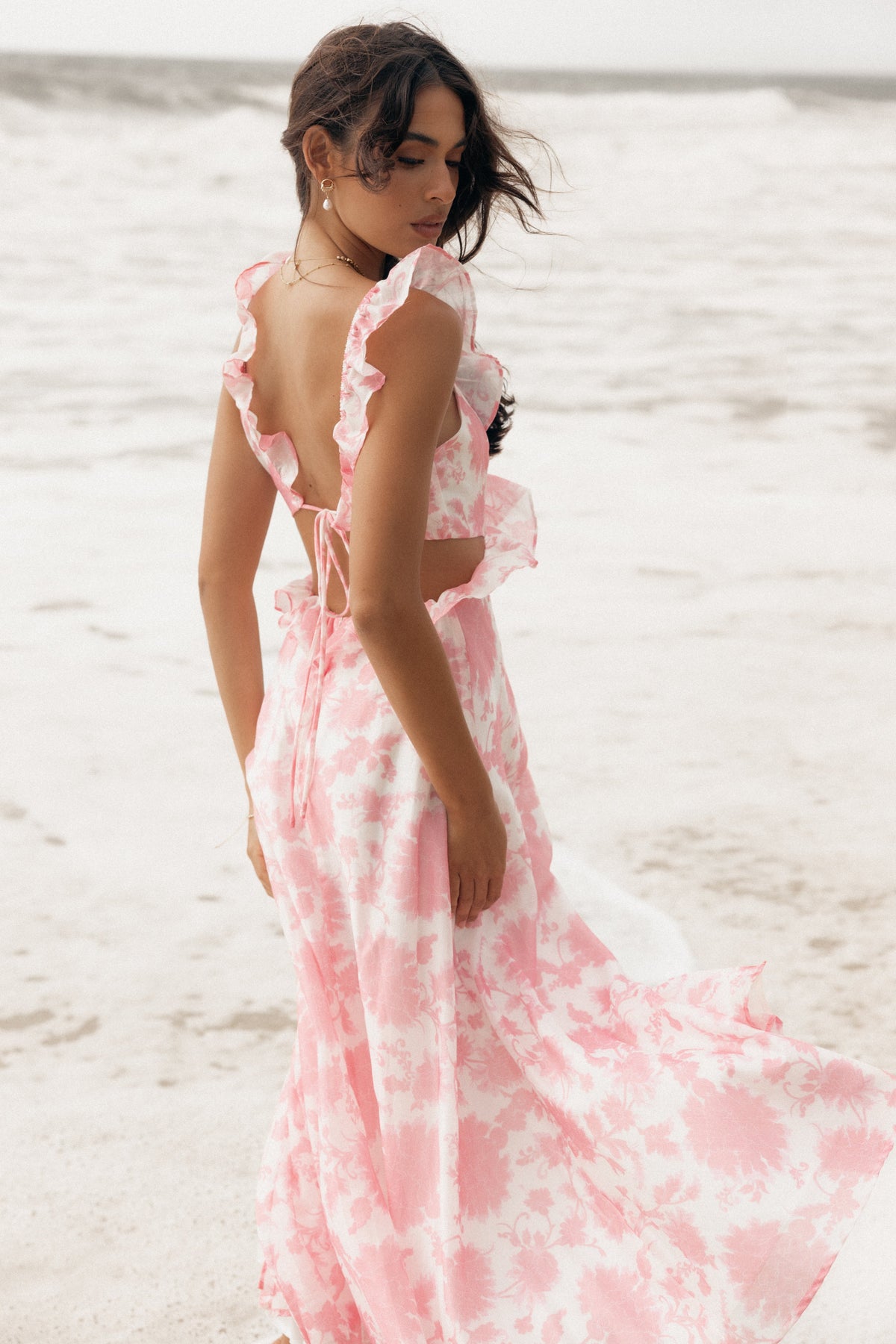 Rori Ruffle Maxi Dress in Pink Floral – view 1 of 10