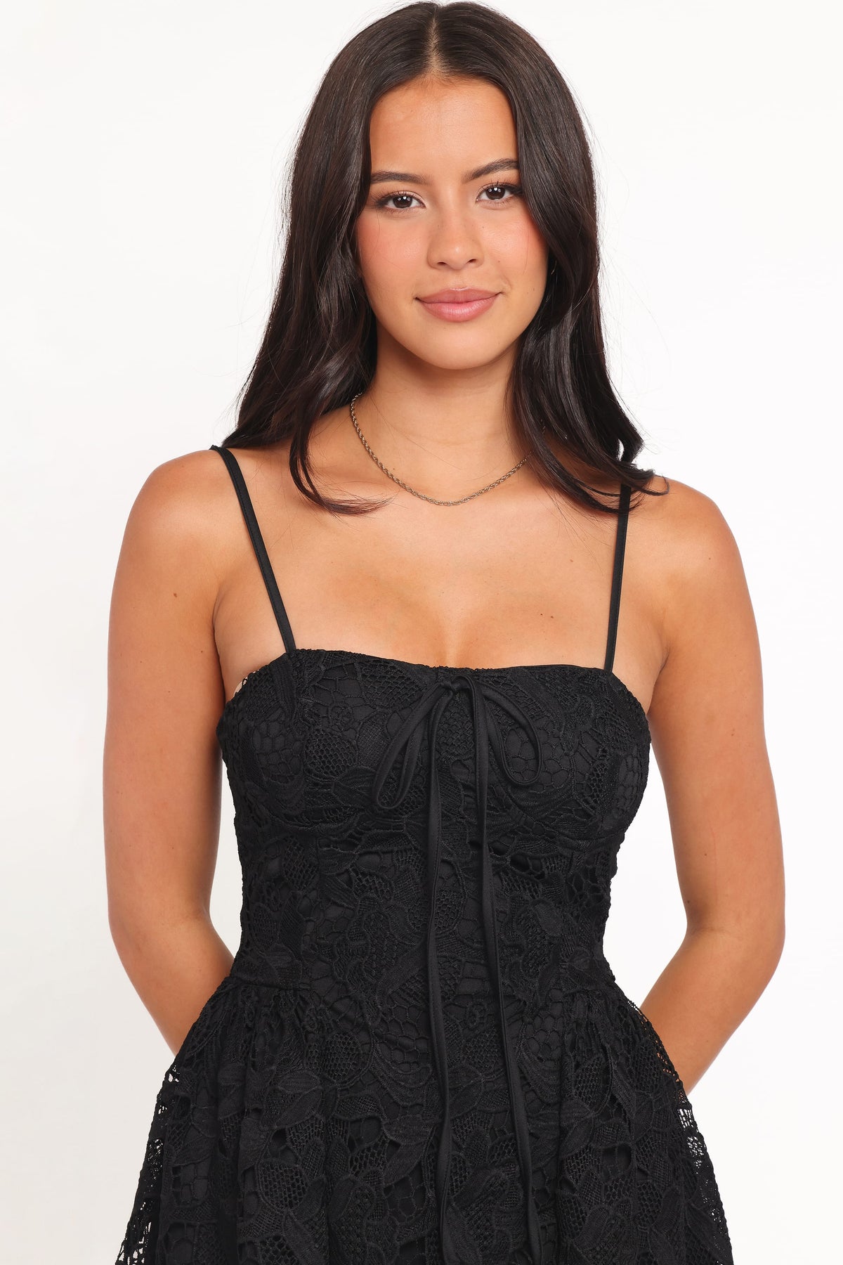 Roselle Lace Mini Dress in Black – view 2 of 6
