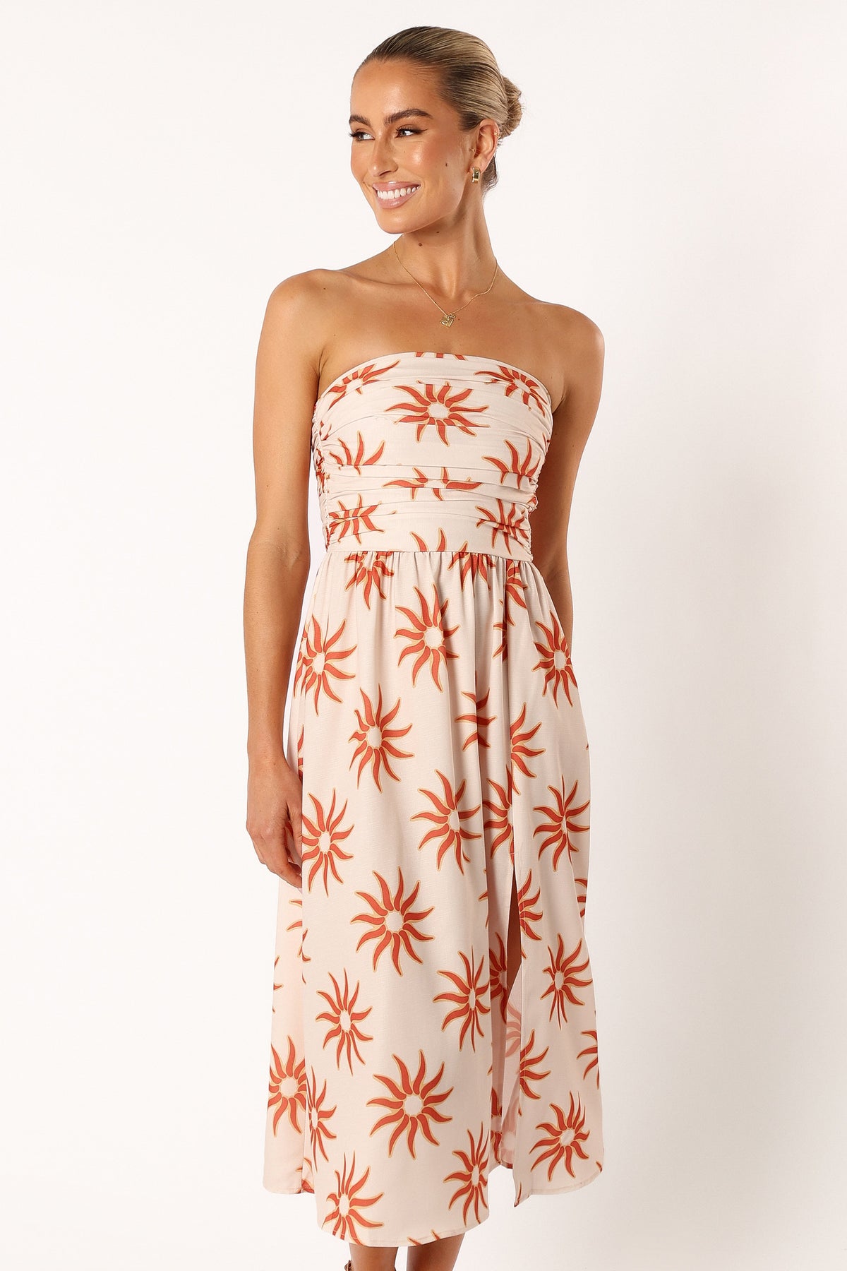 Ryder Strapless Midi Dress in Soleil – view 1 of 8