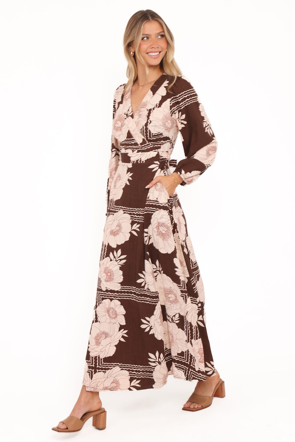 Safia Midi Dress in Brown Floral – view 4 of 6
