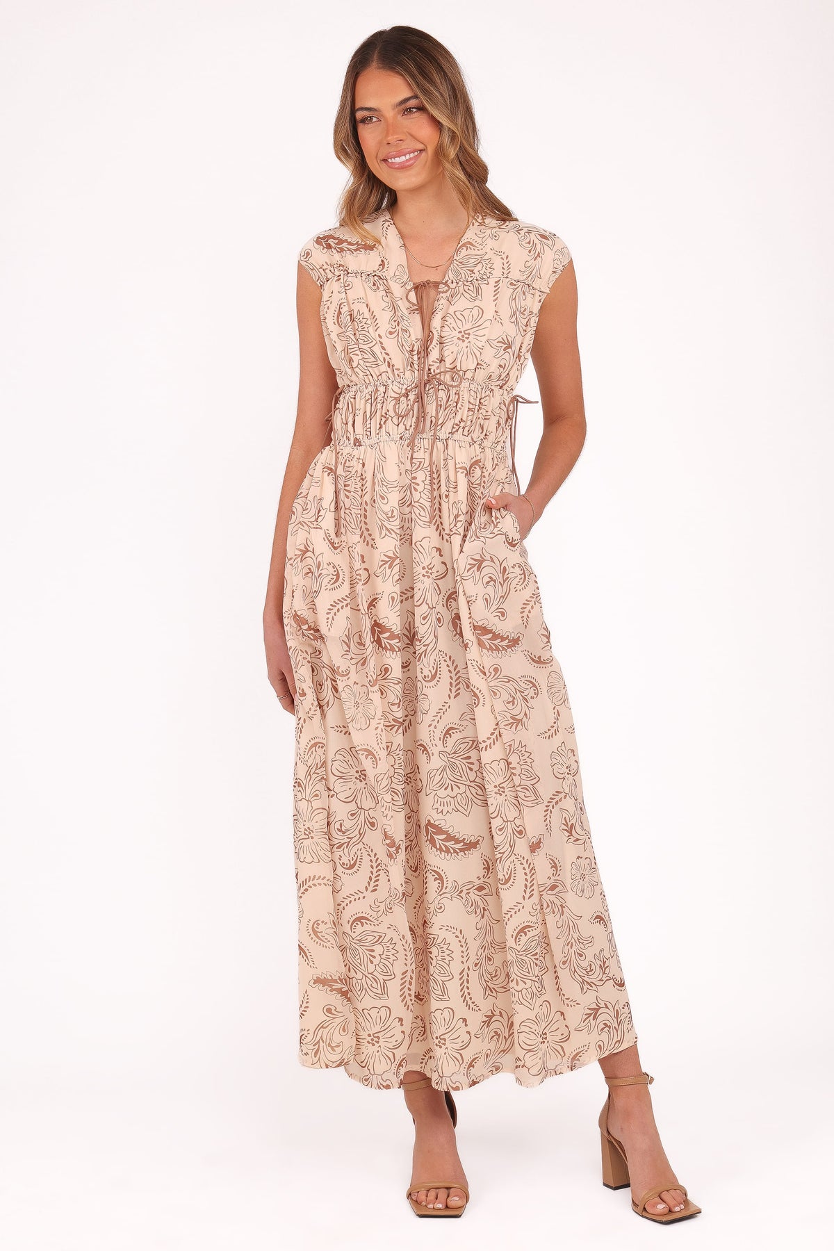 Safira Midi Dress in Brown Paisley – view 2 of 7