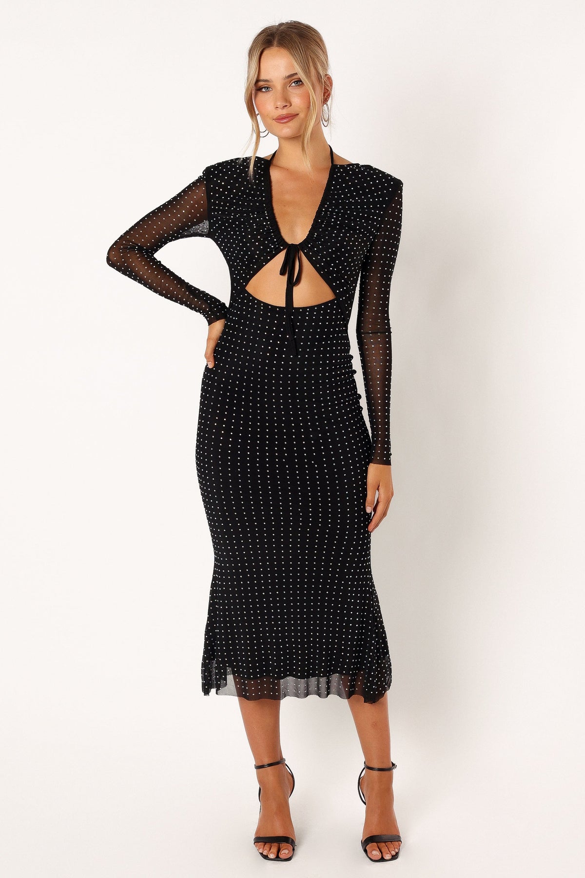 Salvatore Long Sleeve Midi Dress in Black – view 2 of 24