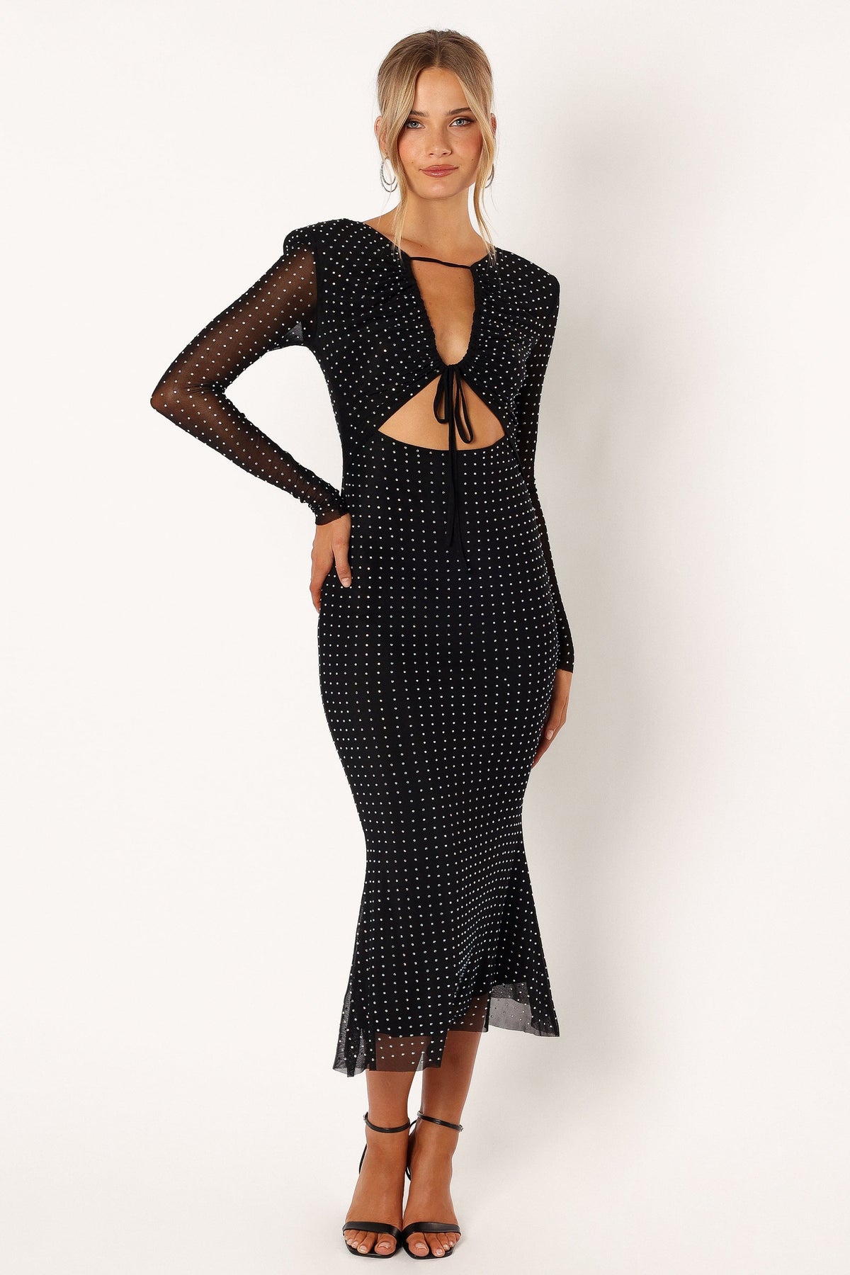 Salvatore Long Sleeve Midi Dress in Black – view 3 of 24