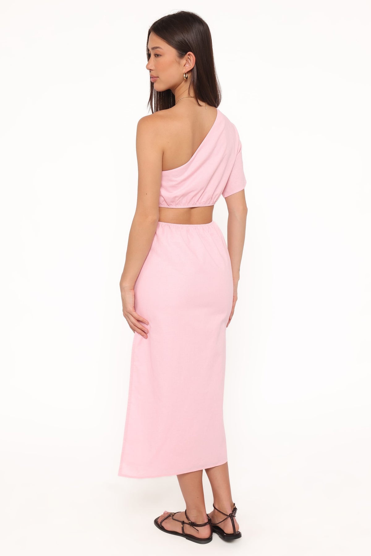 Samira One Shoulder Midi Dress in Pink – view 4 of 6