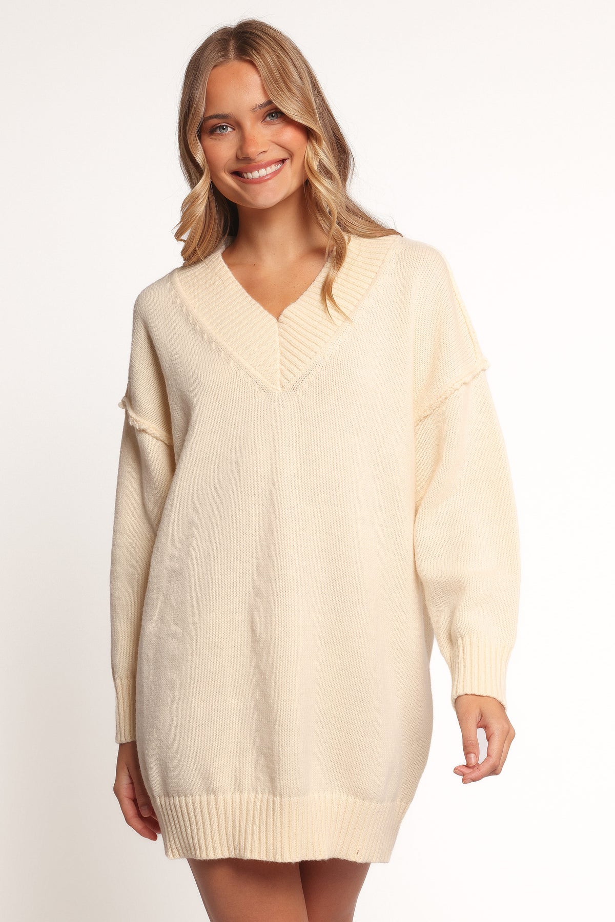 Sancia Knit Mini Dress in Cream – view 2 of 7