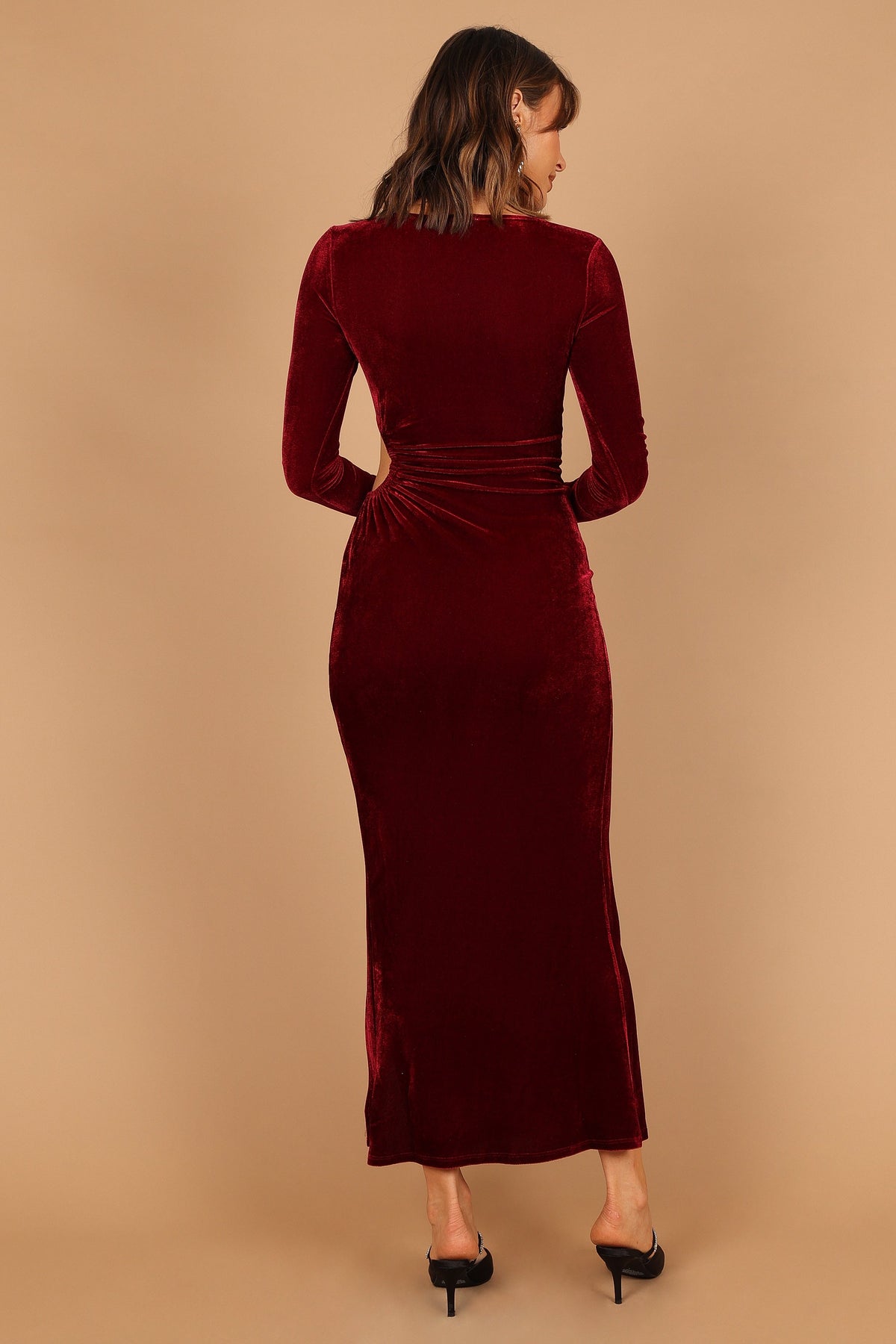 Sarine Long Sleeve Maxi Dress in Wine – view 6 of 8