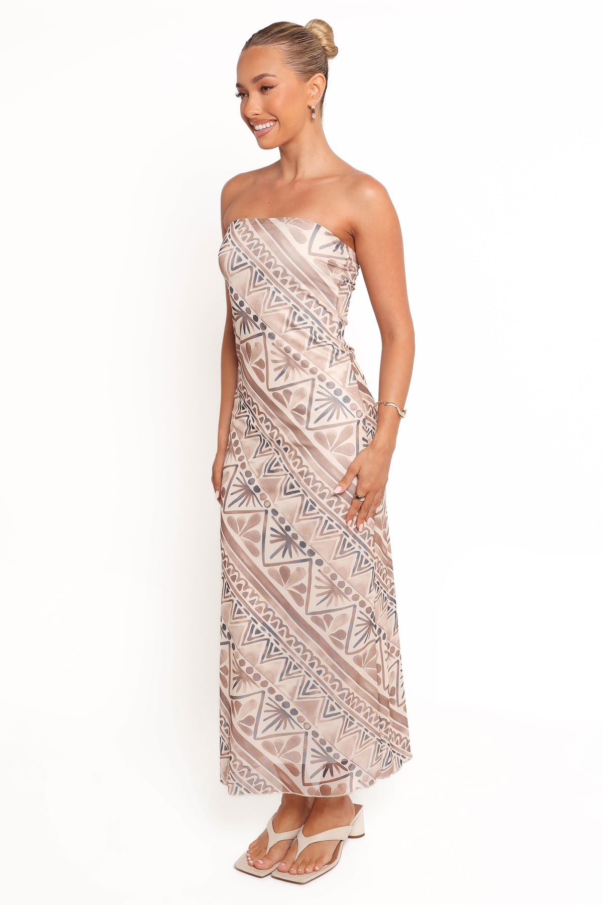 Saskia Strapless Midi Dress in Brown – view 4 of 8