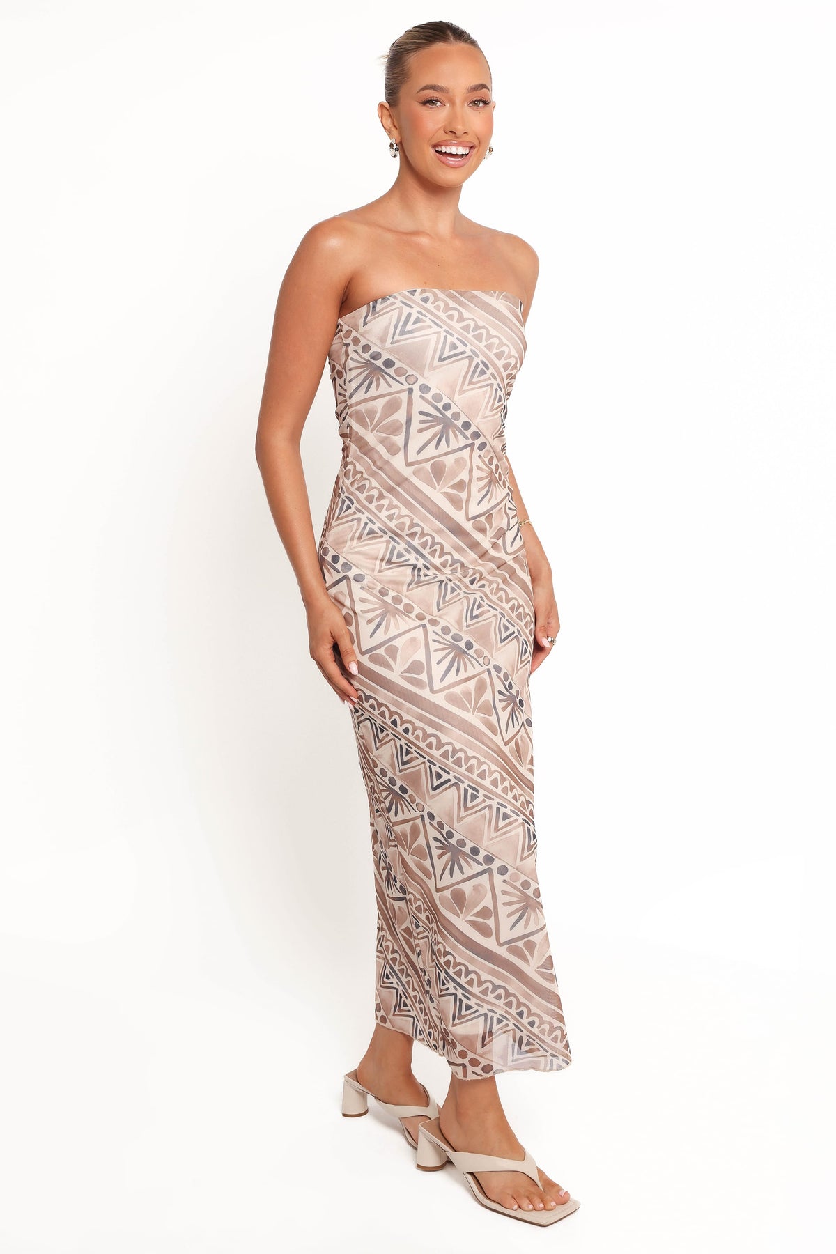 Saskia Strapless Midi Dress in Brown – view 6 of 8