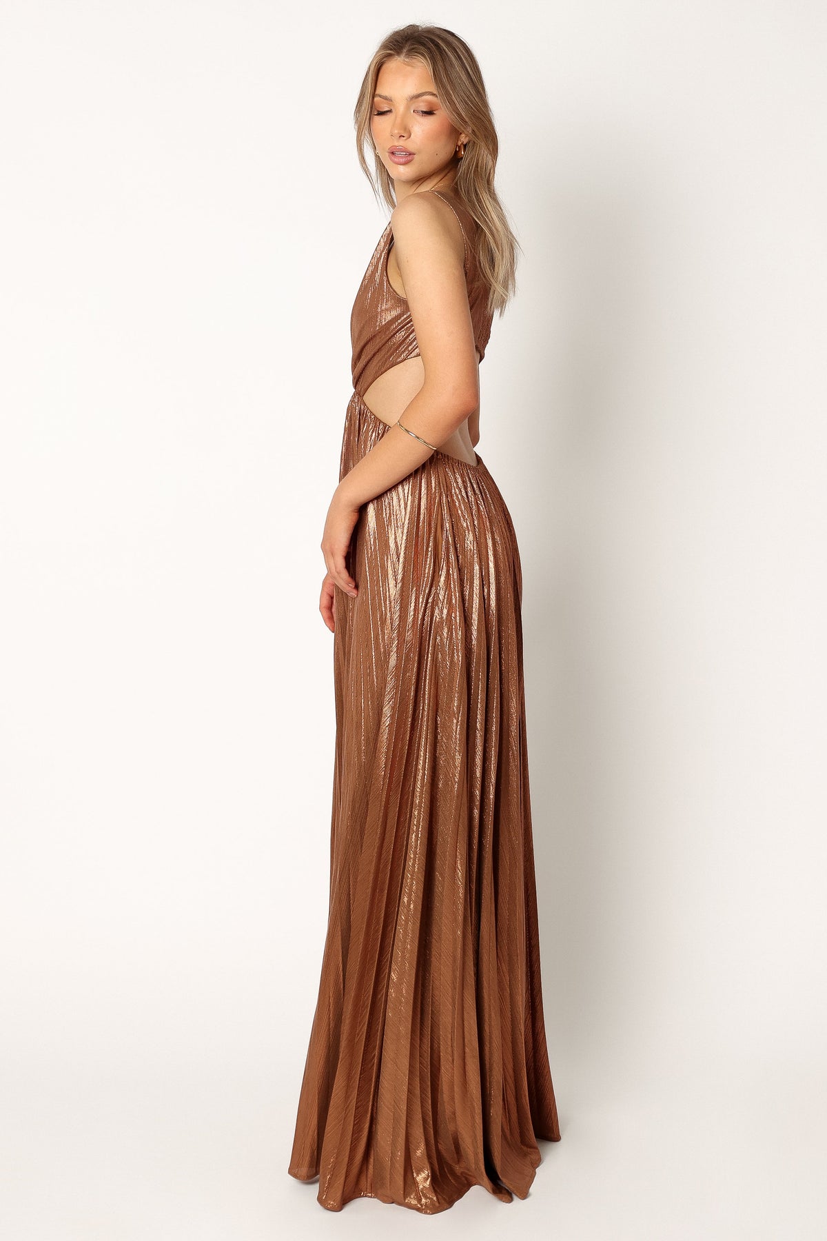 Shania Pleated Maxi Dress in Bronze – view 5 of 7