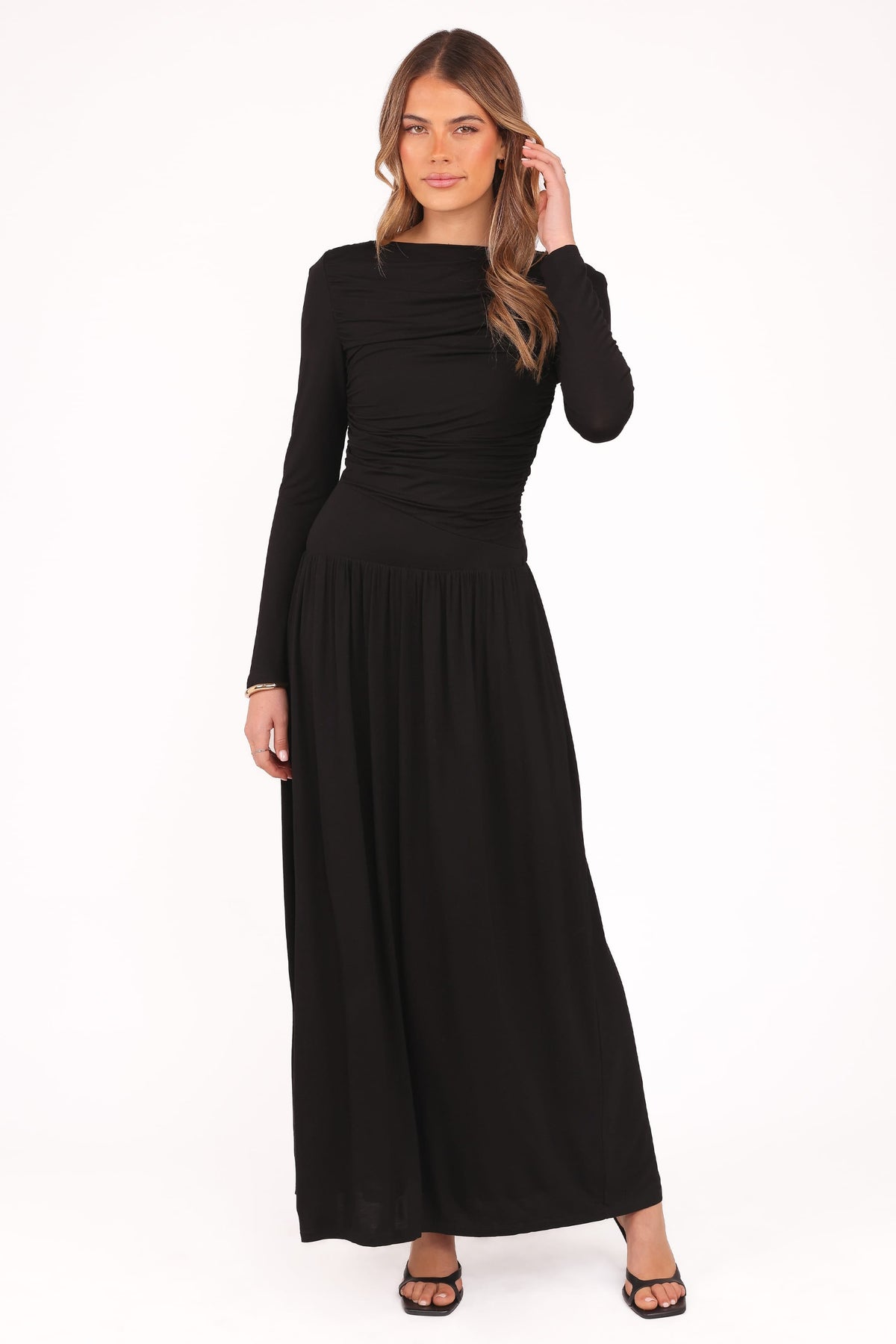 Shirley Long Sleeve Maxi Dress in Black – view 2 of 6