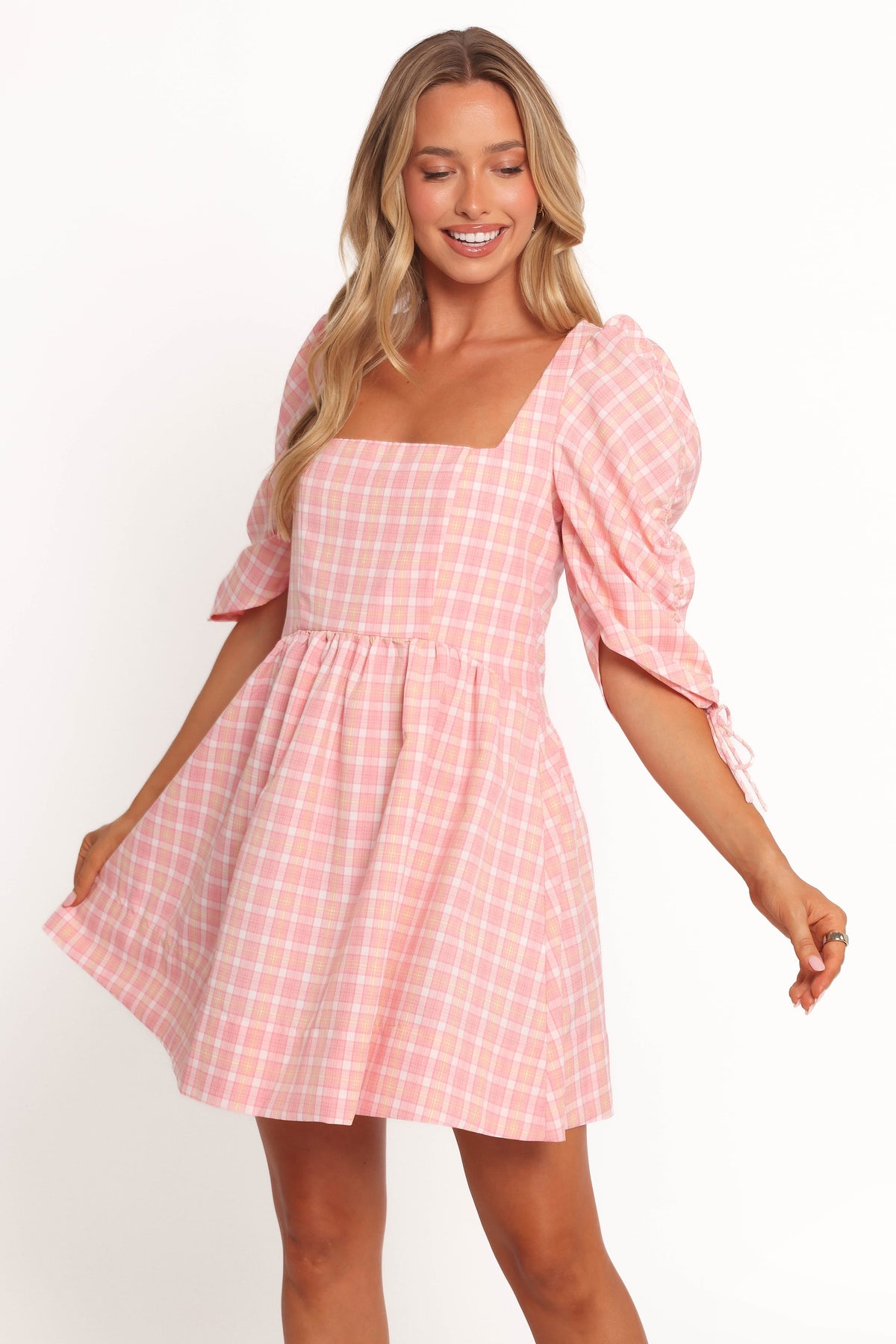 Siena Mini Dress in Pink Check – view 1 of 7