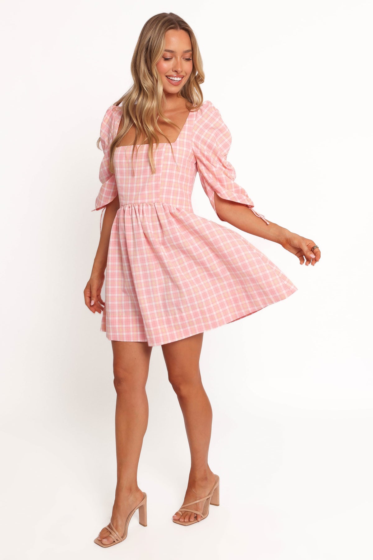 Siena Mini Dress in Pink Check – view 3 of 7