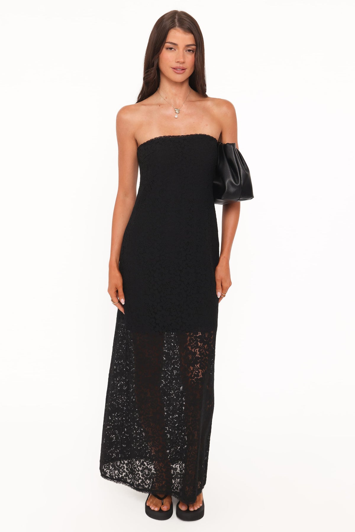 Sienna Strapless Maxi Dress in Black Lace – view 2 of 8