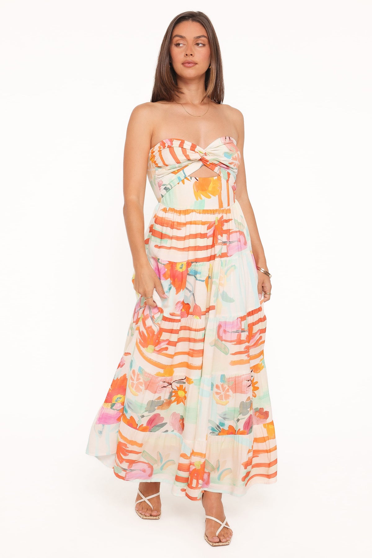 Sitara Strapless Midi Dress in Blue Alfresco Floral – view 7 of 9
