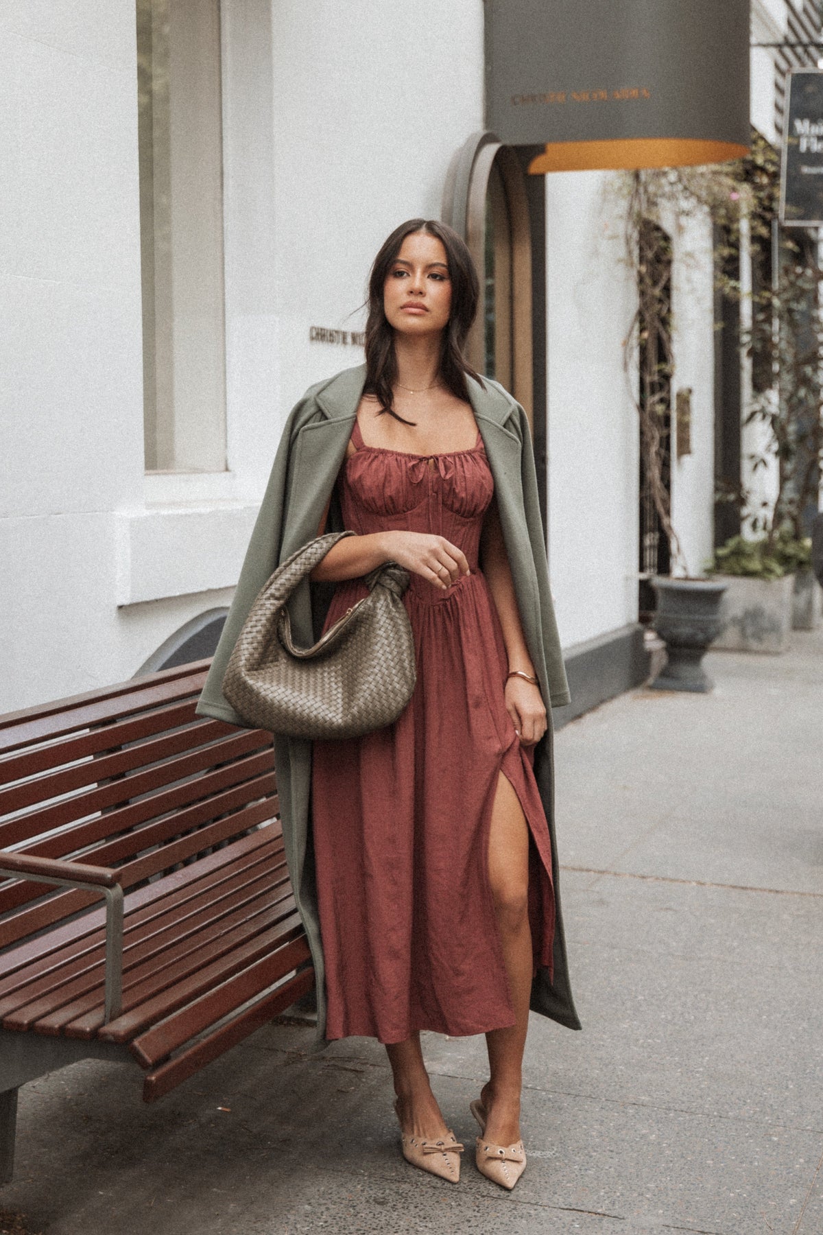 Sofie Midi Dress in Brick – view 1 of 9