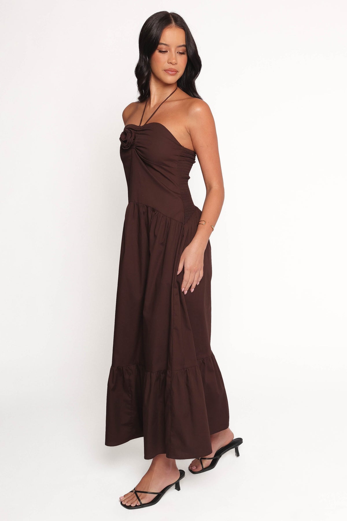 Soleila Halter Maxi Dress in Chocolate – view 4 of 8