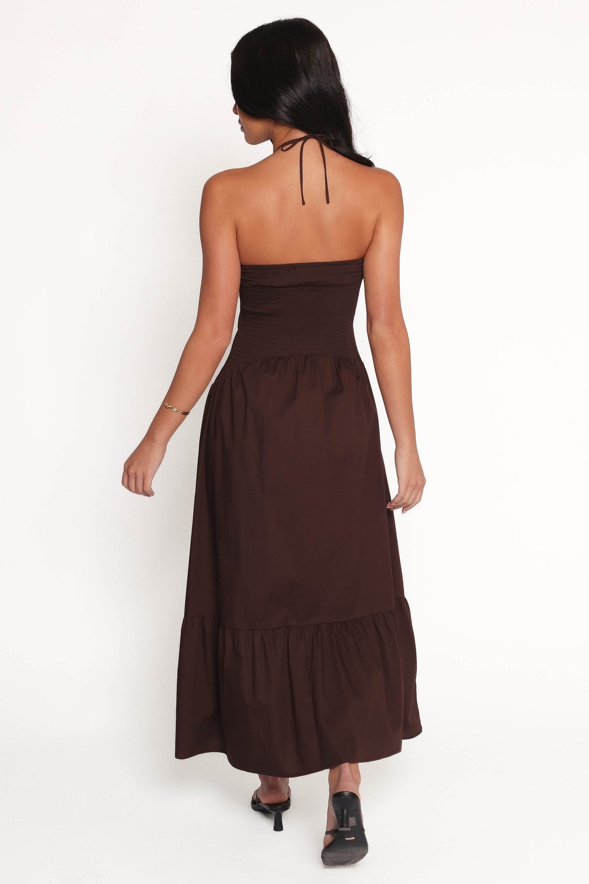 Soleila Halter Maxi Dress in Chocolate – view 5 of 8