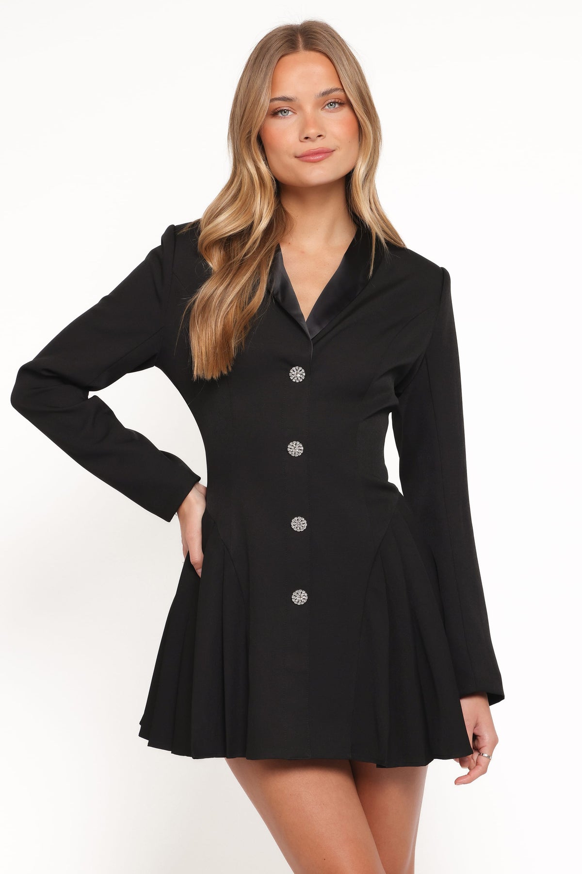Sonya Long Sleeve Mini Dress in Black – view 2 of 8
