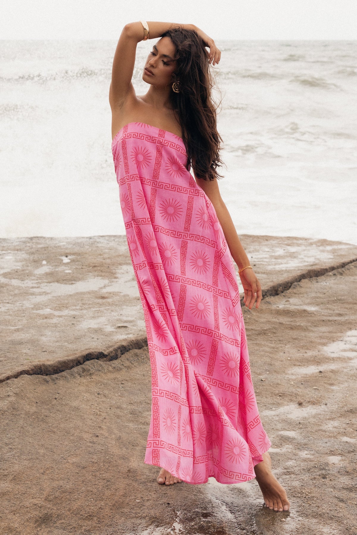 Soph Strapless Maxi Dress in Pink Red – view 1 of 8