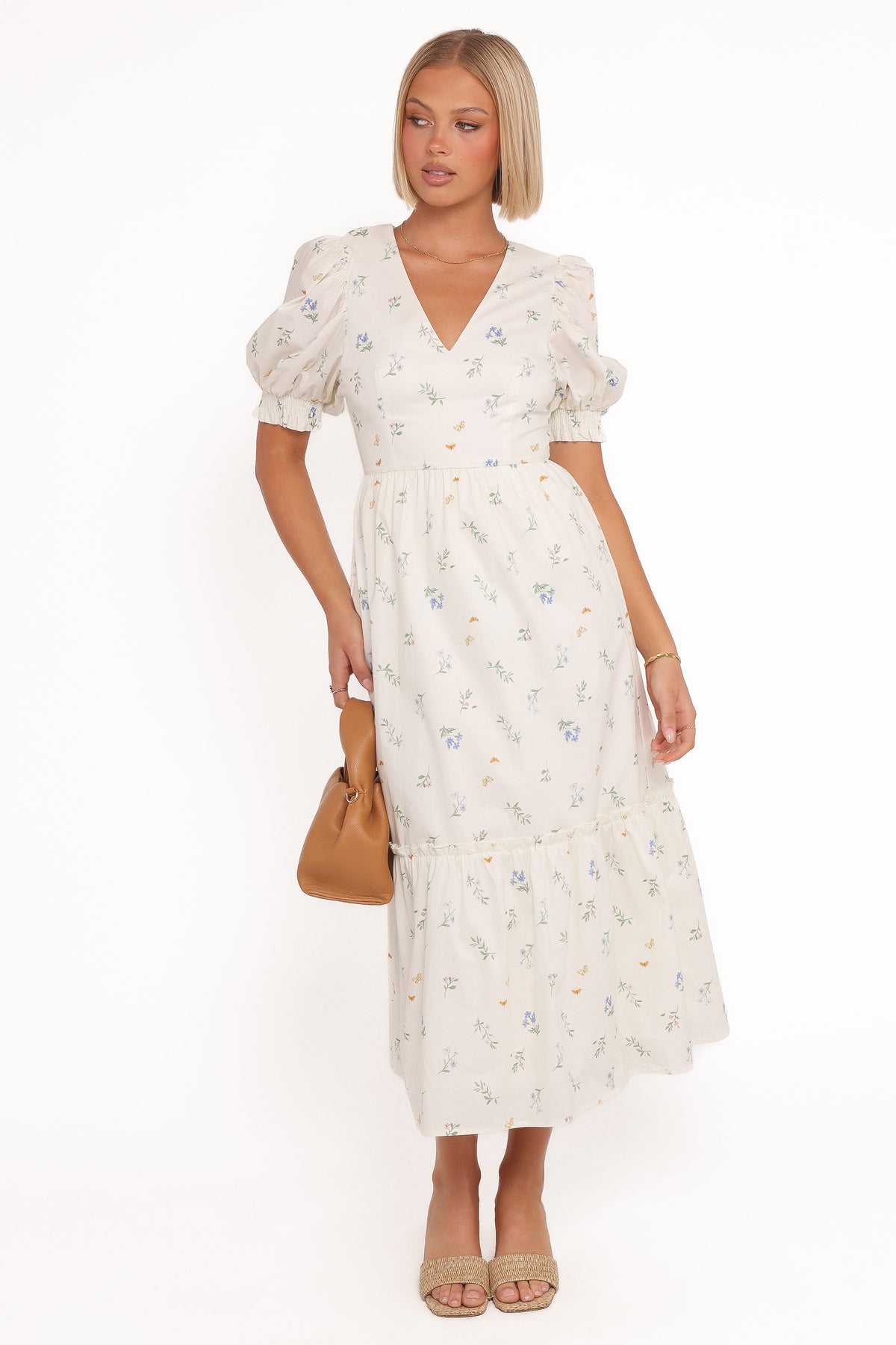 Steele Puff Sleeve Midi Dress in Floral – view 6 of 8