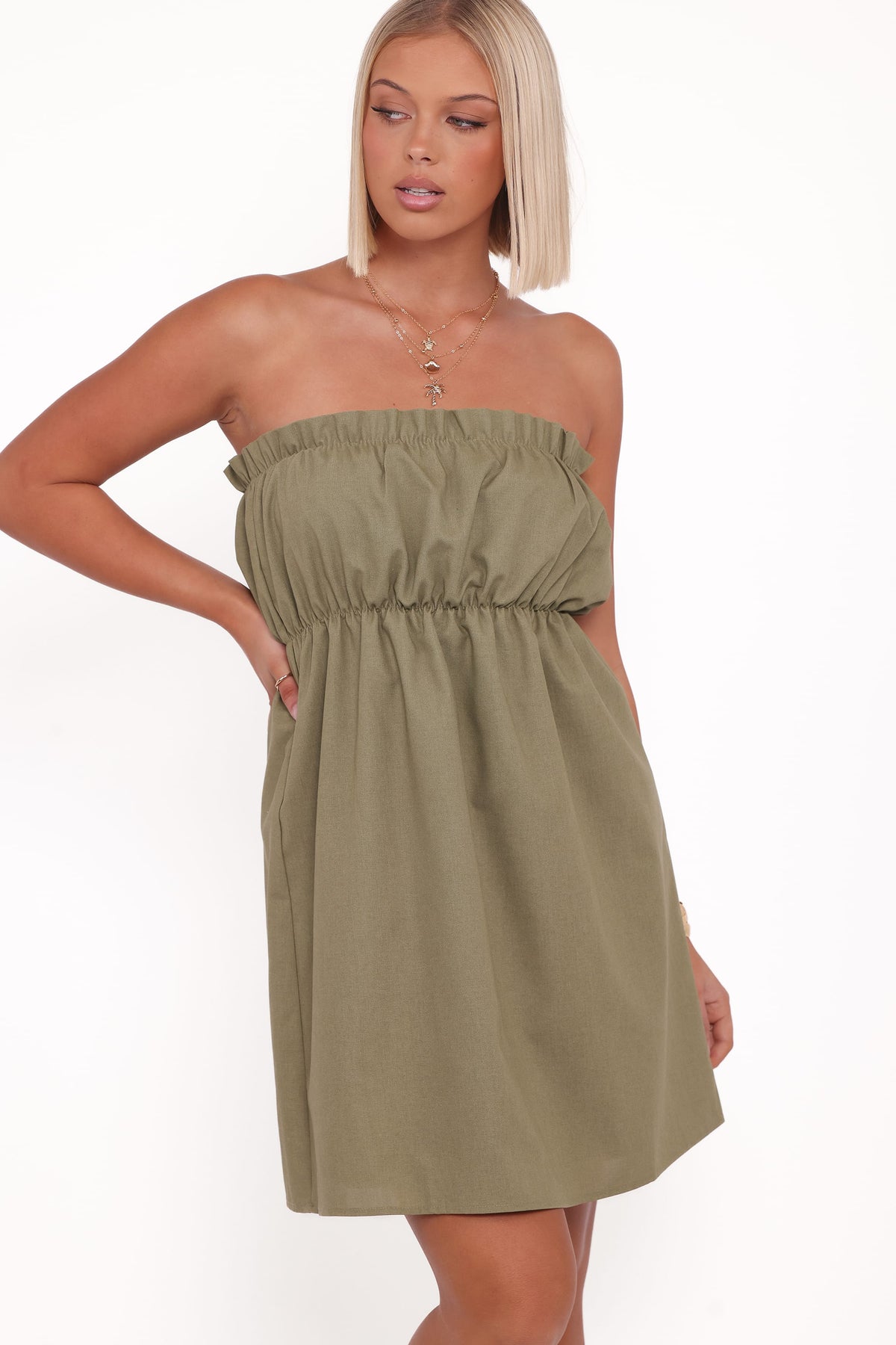 Stratton Mini Dress in Leaf Green – view 2 of 7