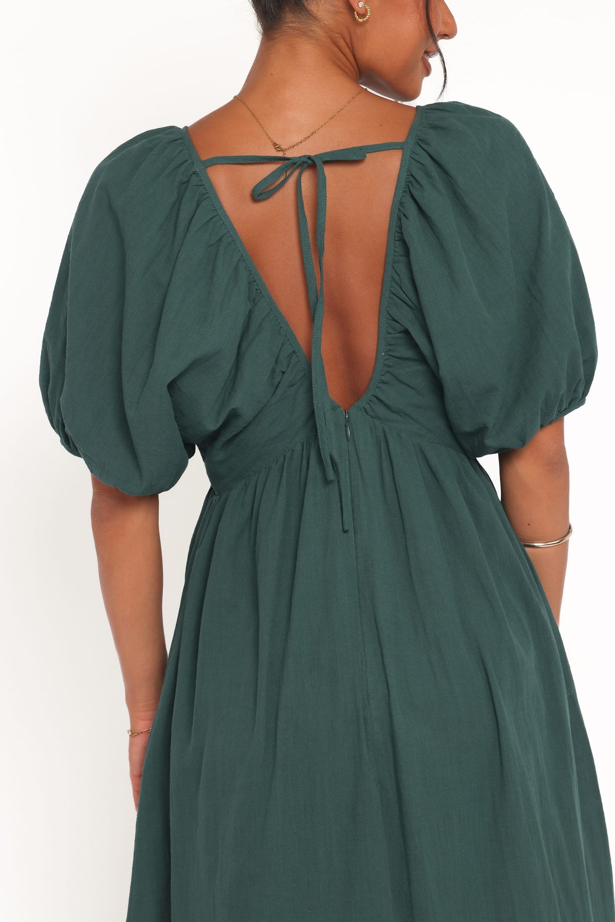 Sullivan Puff Sleeve Maxi Dress in Forest Green – view 3 of 7
