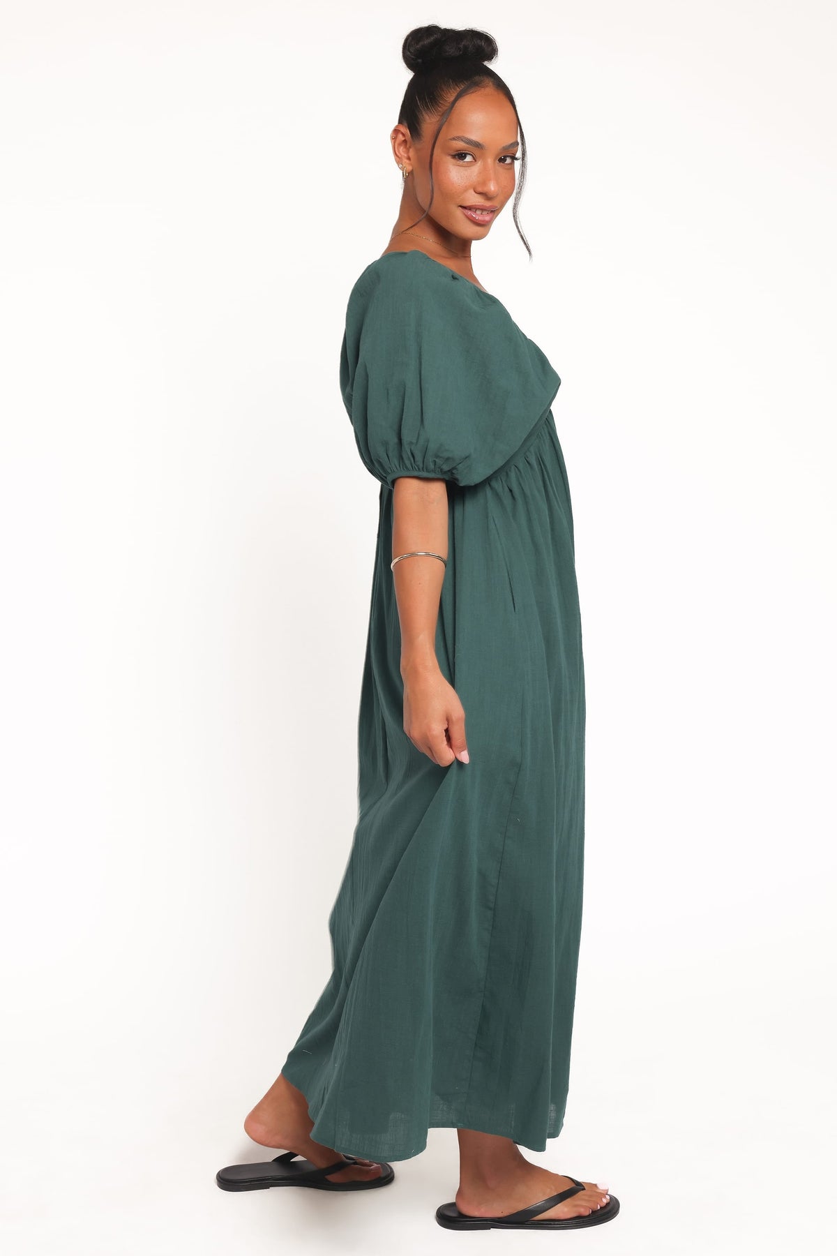 Sullivan Puff Sleeve Maxi Dress in Forest Green – view 4 of 7
