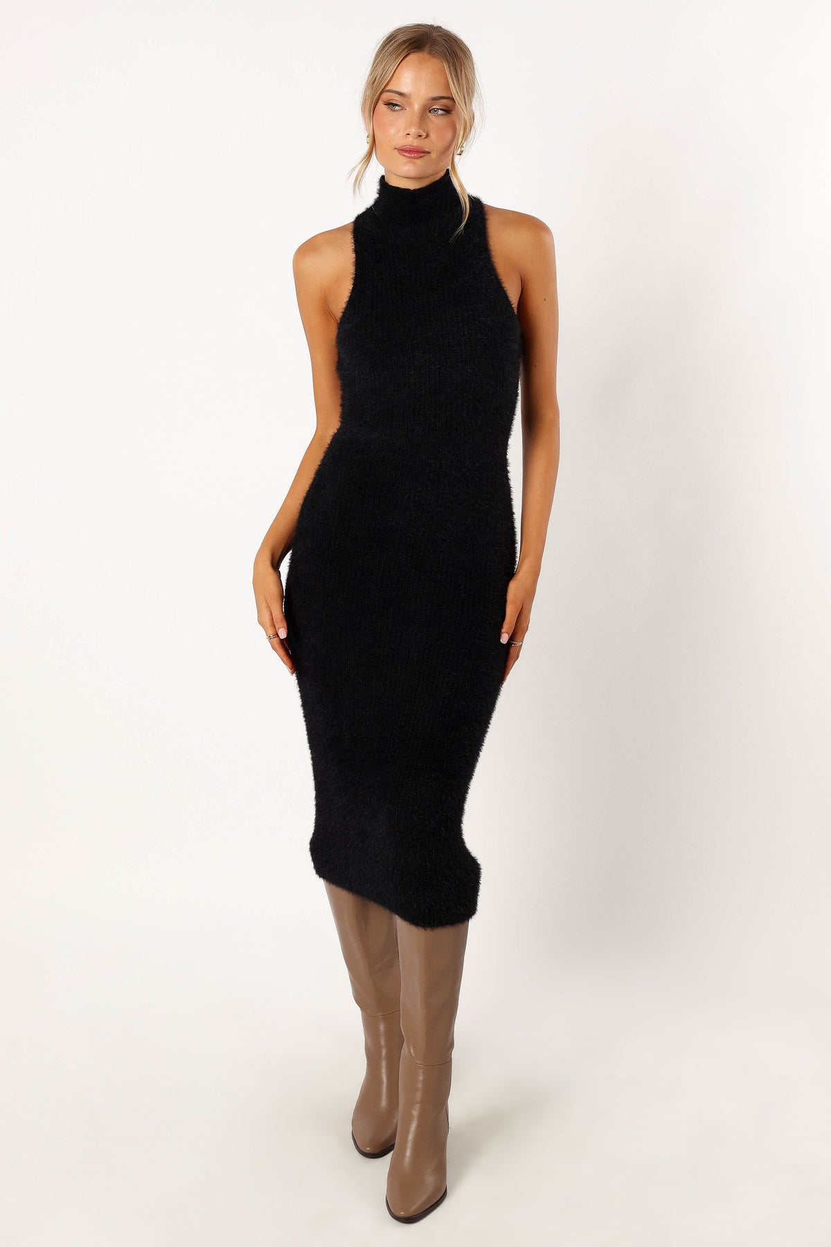 Sunni Turtleneck Midi Dress in Black – view 2 of 9