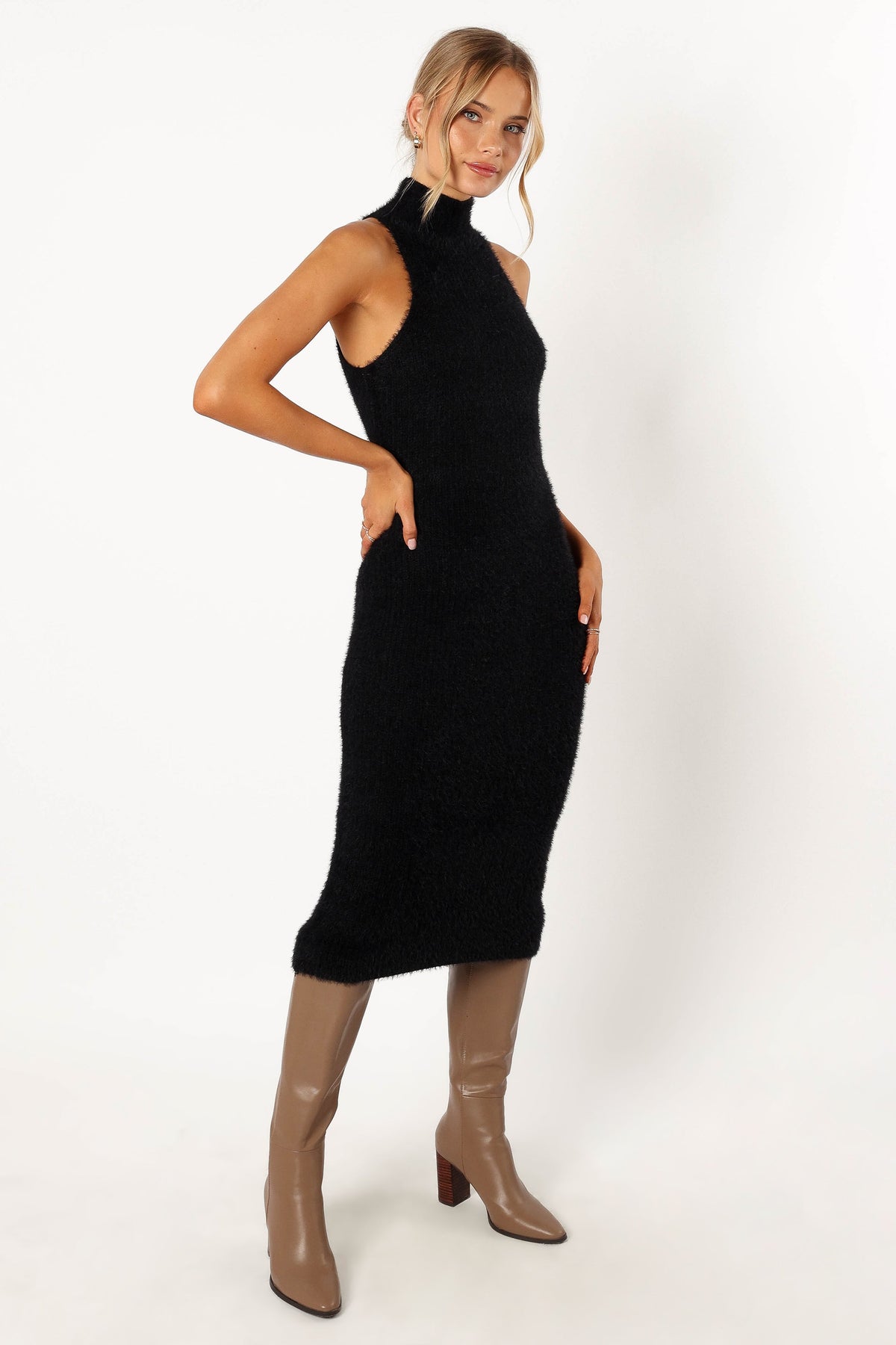 Sunni Turtleneck Midi Dress in Black – view 5 of 9