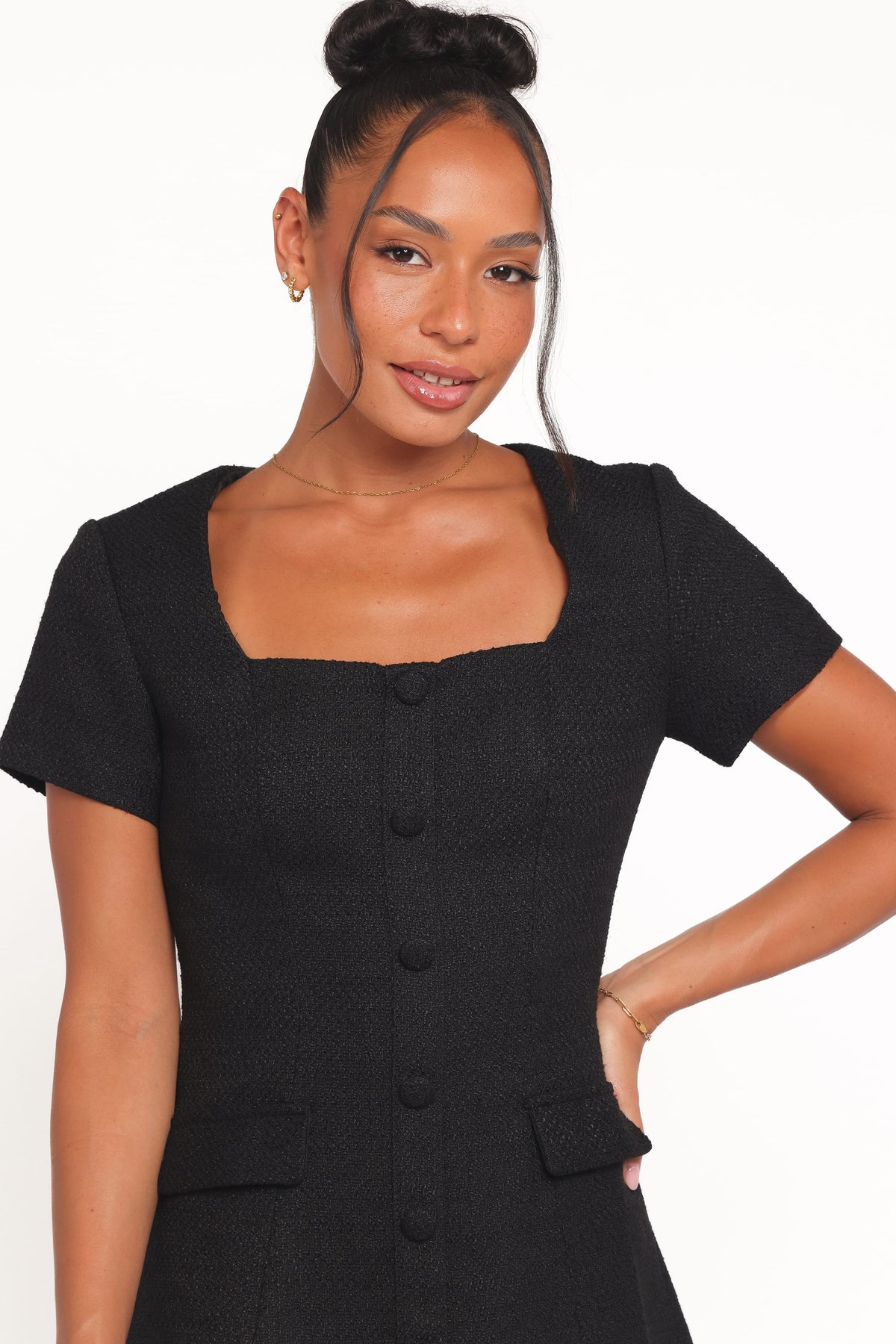 Sutton Mini Dress in Black Tweed – view 2 of 6