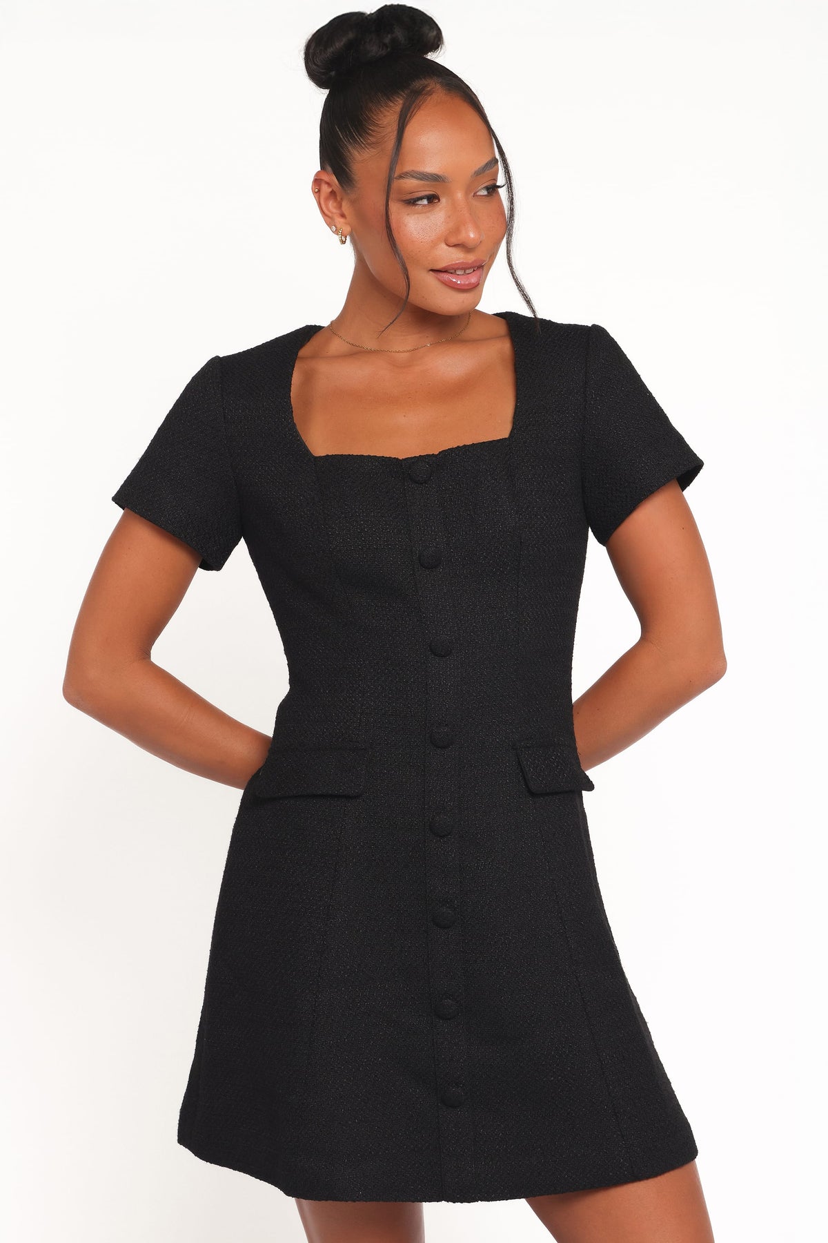 Sutton Mini Dress in Black Tweed – view 1 of 6