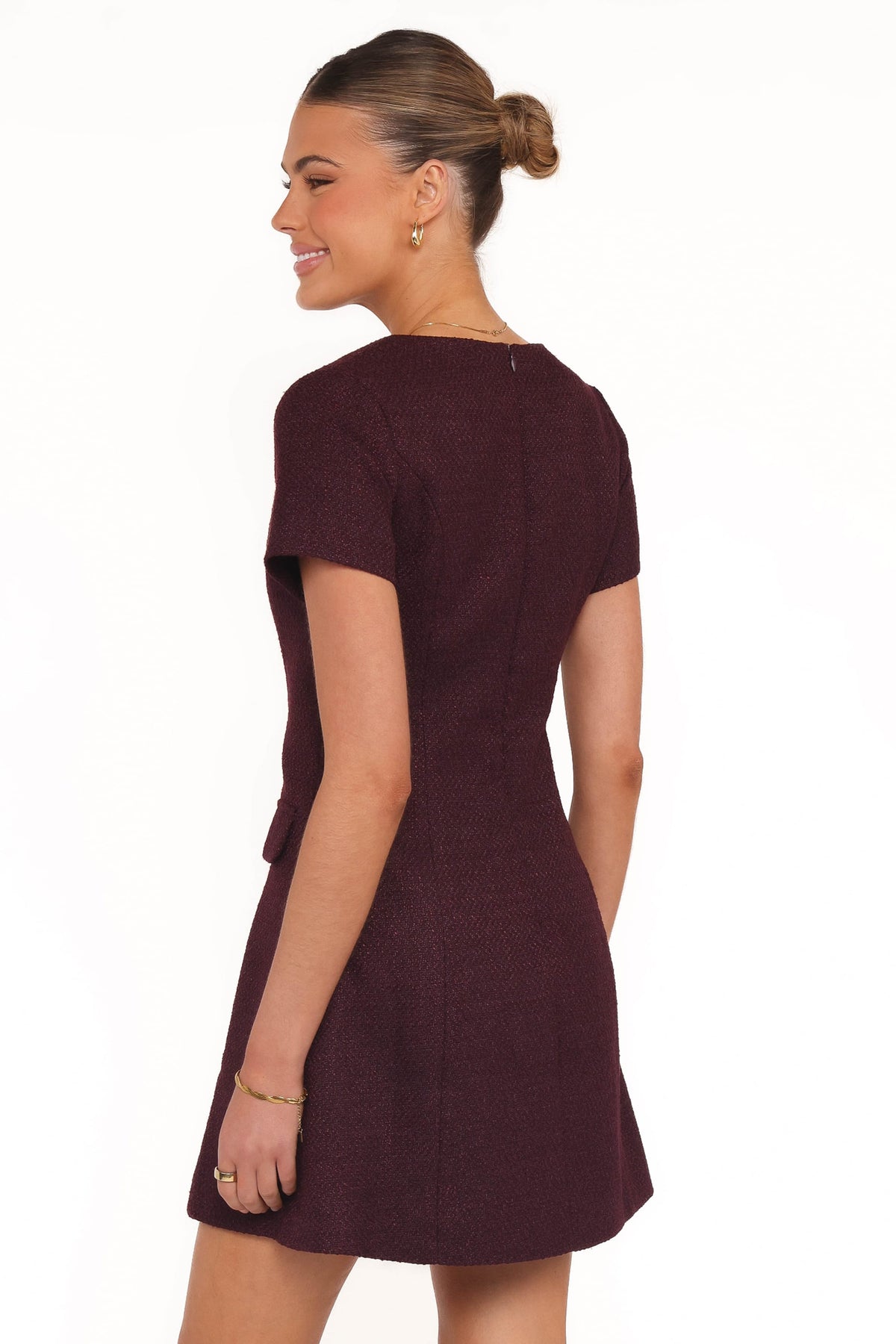 Sutton Mini Dress in Plum Tweed – view 4 of 6