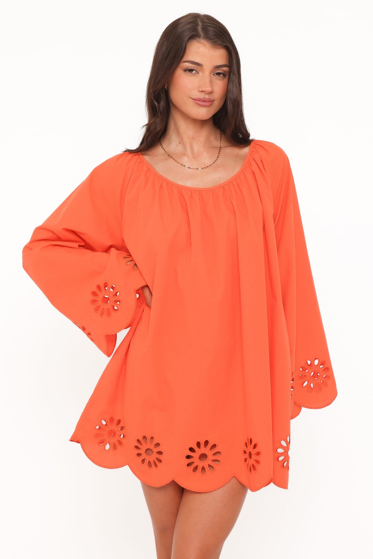 Tampa Long Sleeve Mini Dress in Orange – view 2 of 8