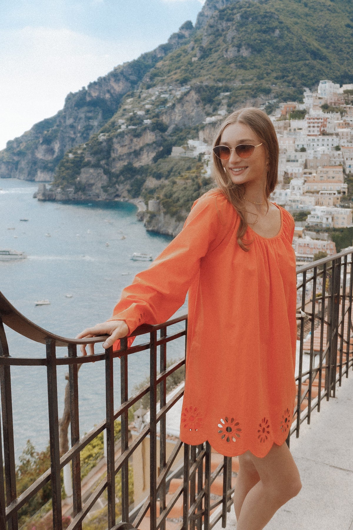 Tampa Long Sleeve Mini Dress in Orange – view 8 of 8