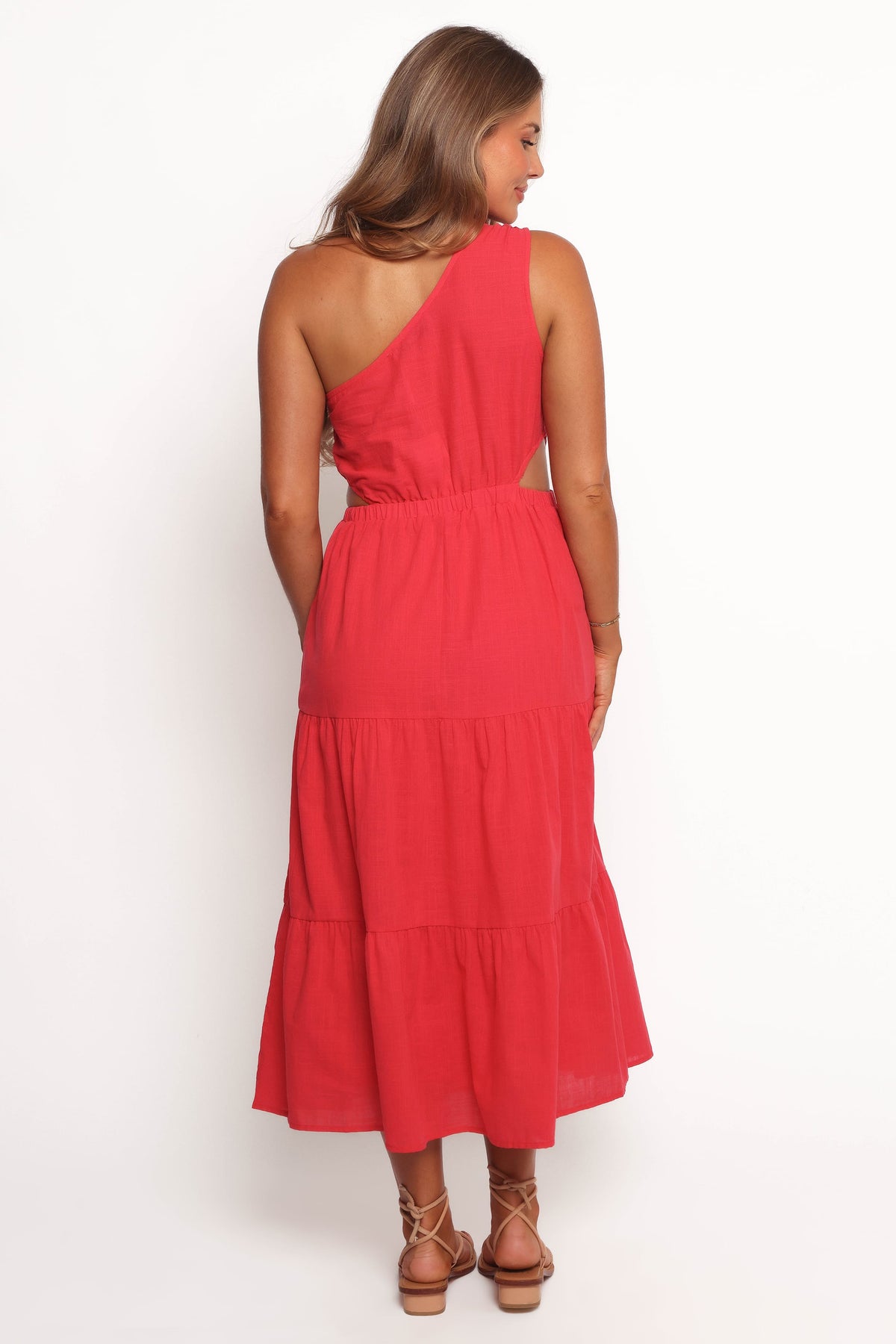 Teresa One Shoulder Midi Dress in Red – view 4 of 6