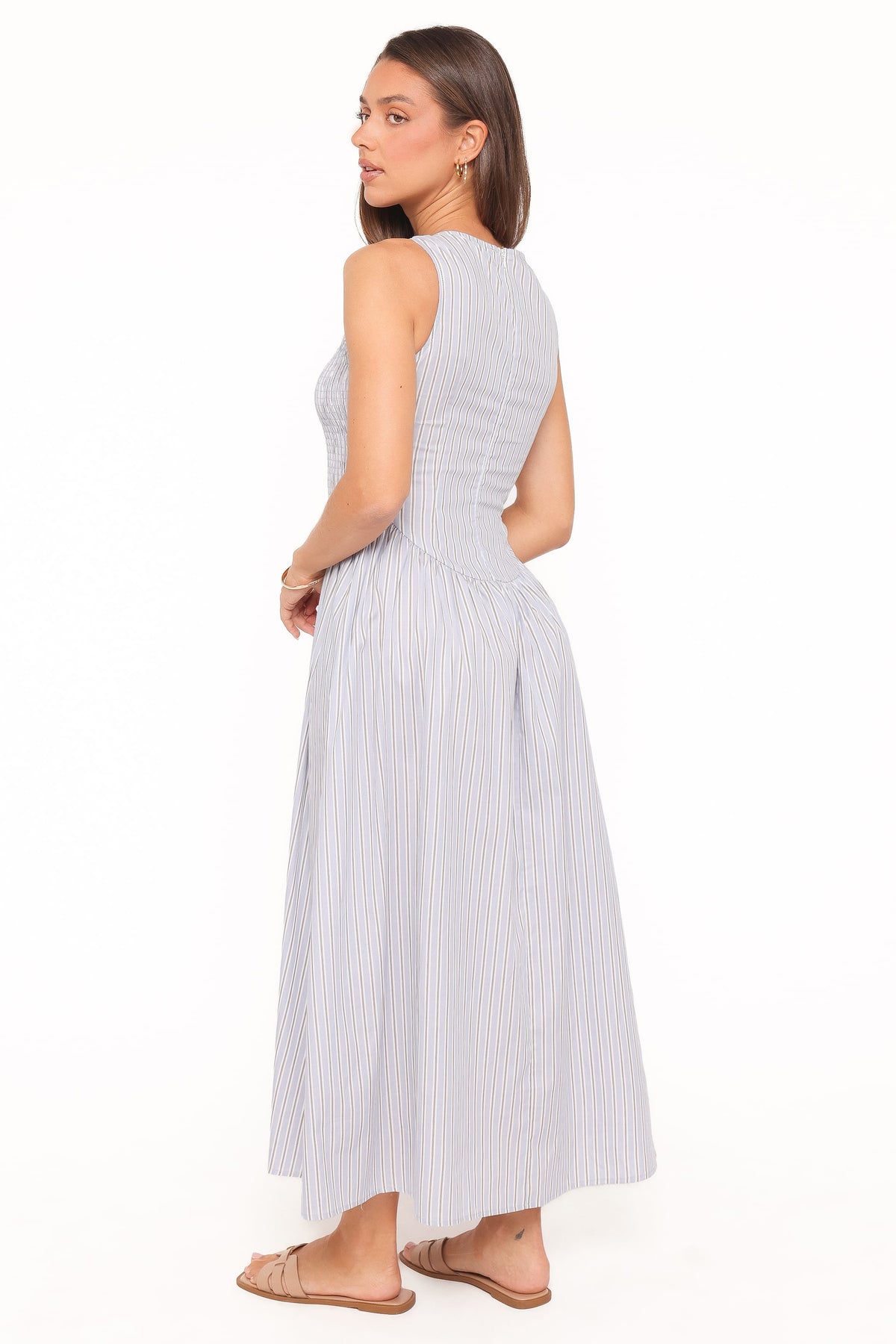 Tony Maxi Dress in Brown/Blue Stripe – view 4 of 6
