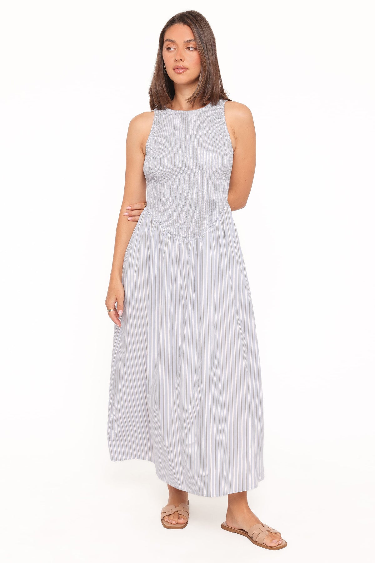 Tony Maxi Dress in Brown/Blue Stripe – view 1 of 6