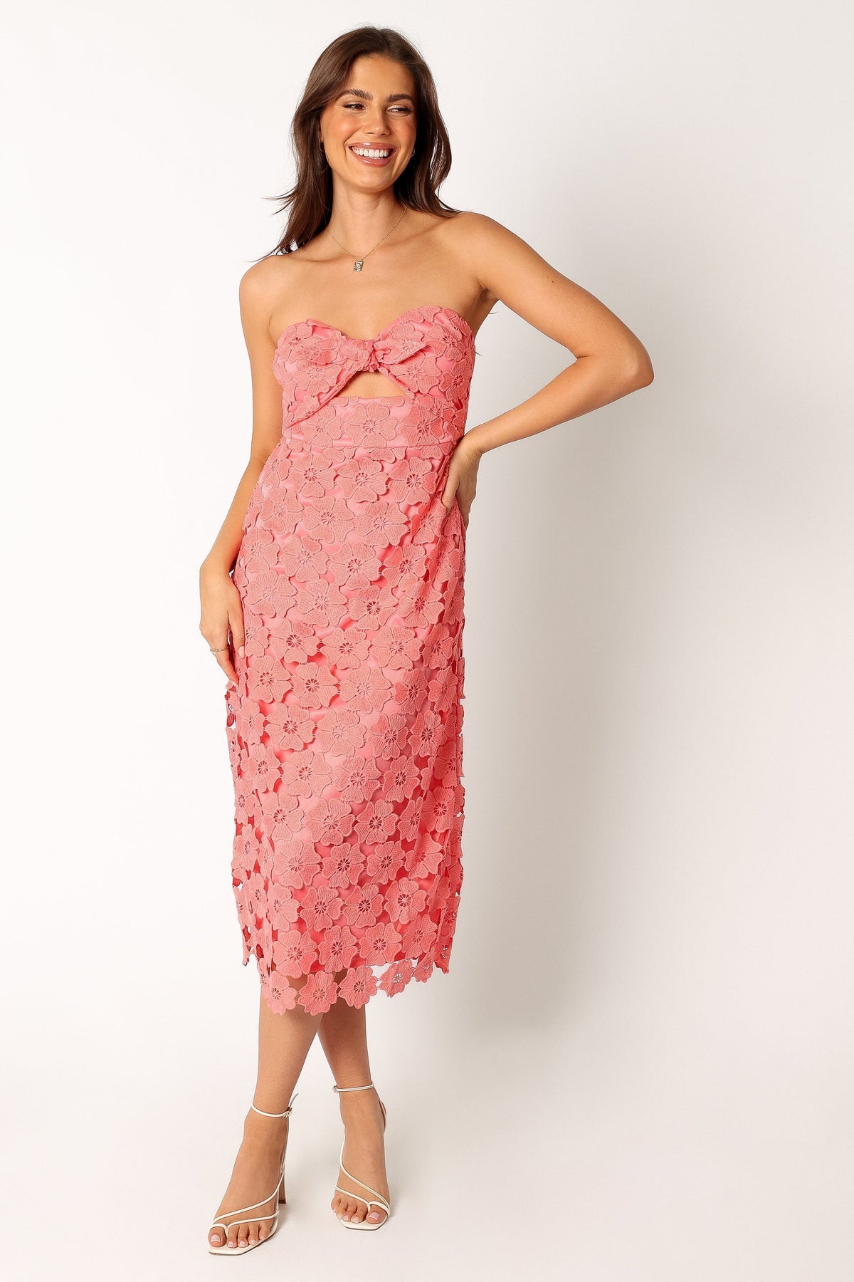 Tyler Strapless Midi Dress in Watermelon – view 8 of 11