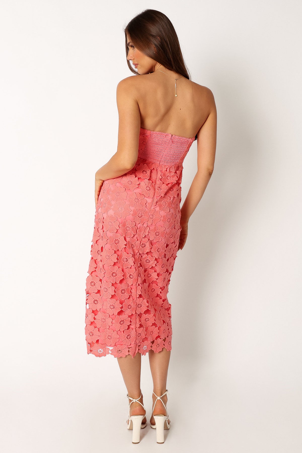 Tyler Strapless Midi Dress in Watermelon – view 6 of 11