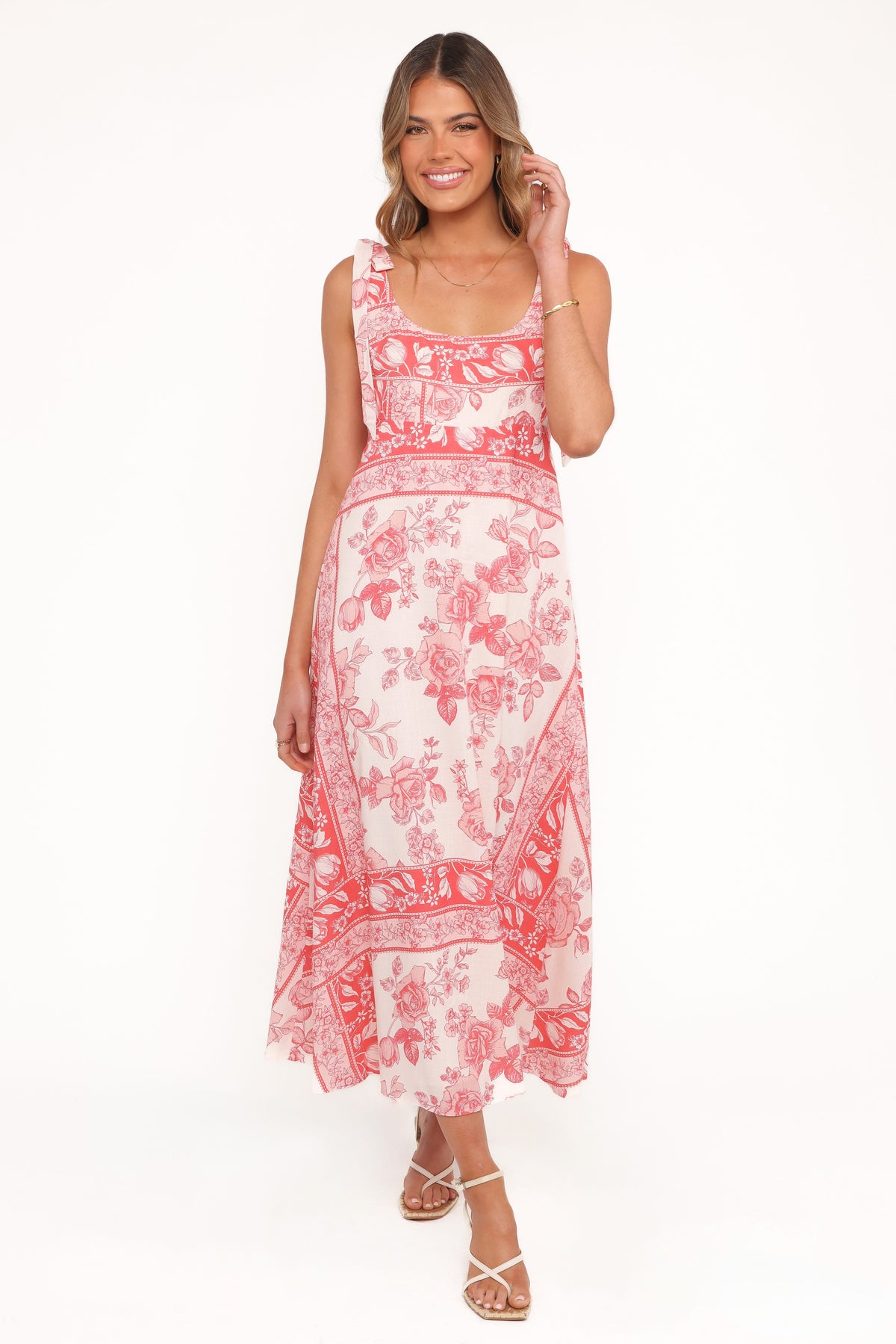 Valara Tie Shoulder Maxi Dress in Rose Tile – view 1 of 6