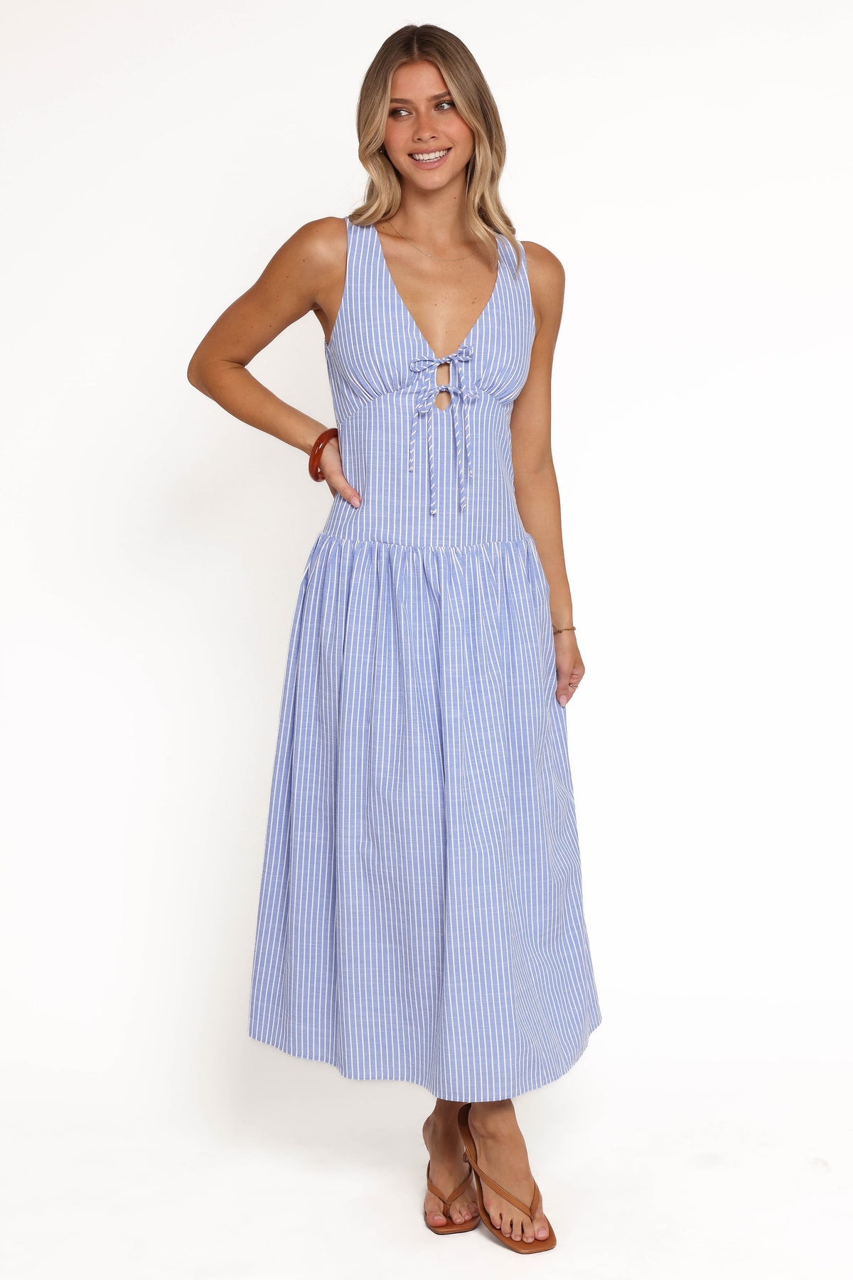 Vanessa Maxi Dress in Navy Pinstripe – view 6 of 8