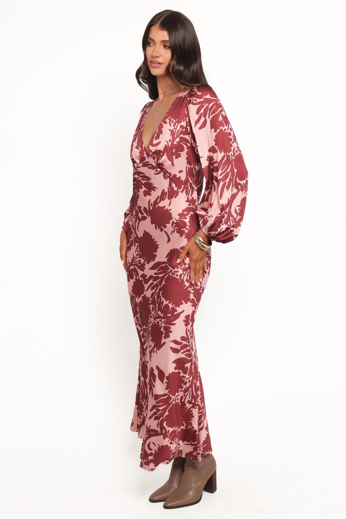 Varly Long Sleeve Dress in Pale Burgundy – view 5 of 7