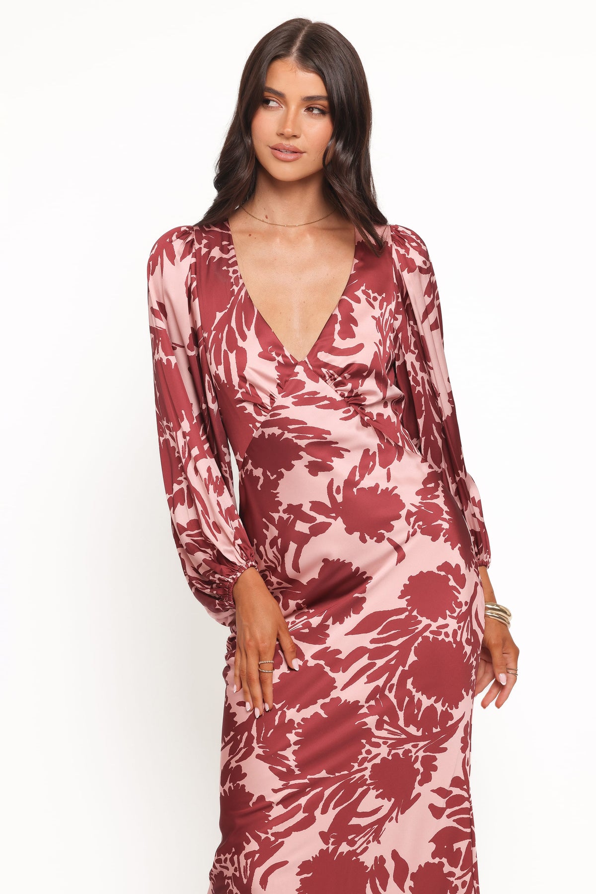 Varly Long Sleeve Dress in Pale Burgundy – view 4 of 7